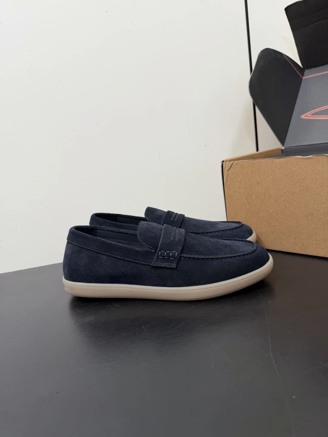 ZEGNA Loafers Suede Leather Blue-Beige EU39-45 C50202609110766 - Image 4