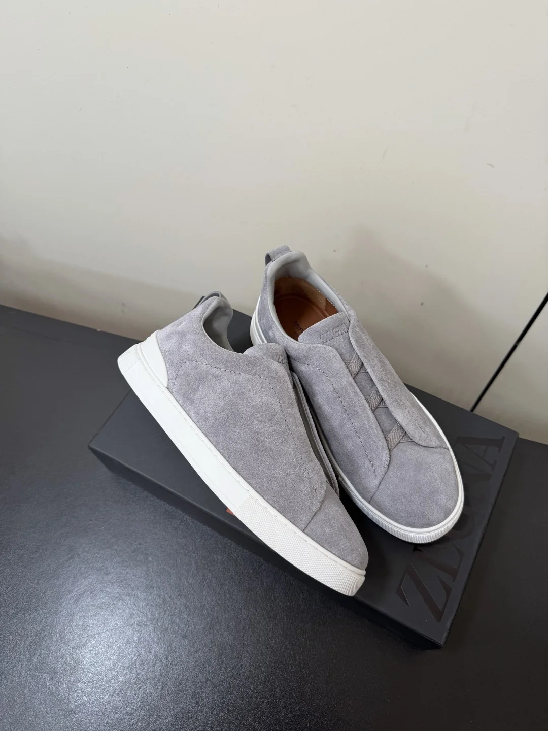 ZEGNA Sneakers Calf Leather Grey-White EU39-46 C50202609110780 - Image 5