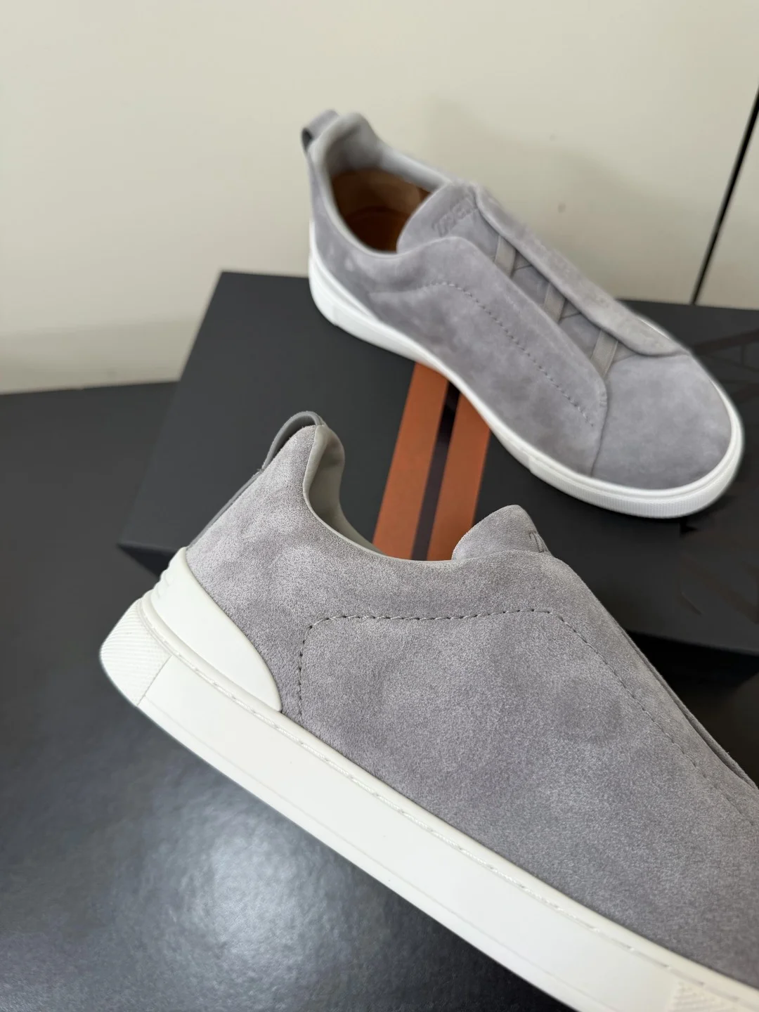 ZEGNA Sneakers Calf Leather Grey-White EU39-46 C50202609110780 - Image 8