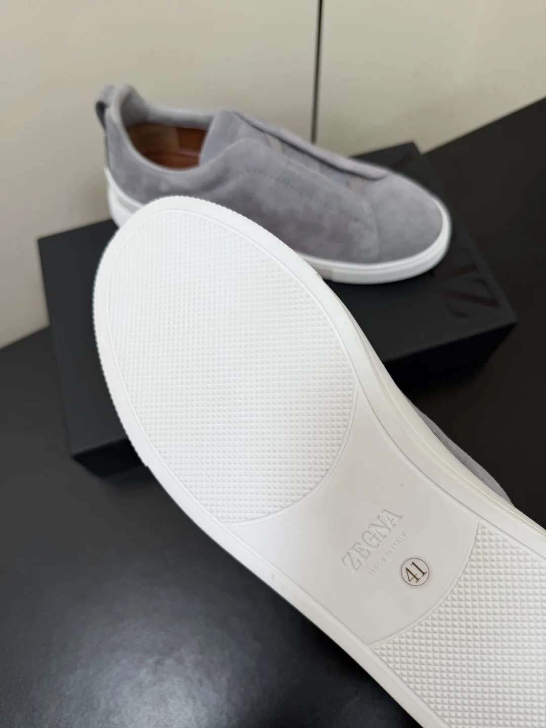 ZEGNA Sneakers Calf Leather Grey-White EU39-46 C50202609110780 - Image 9