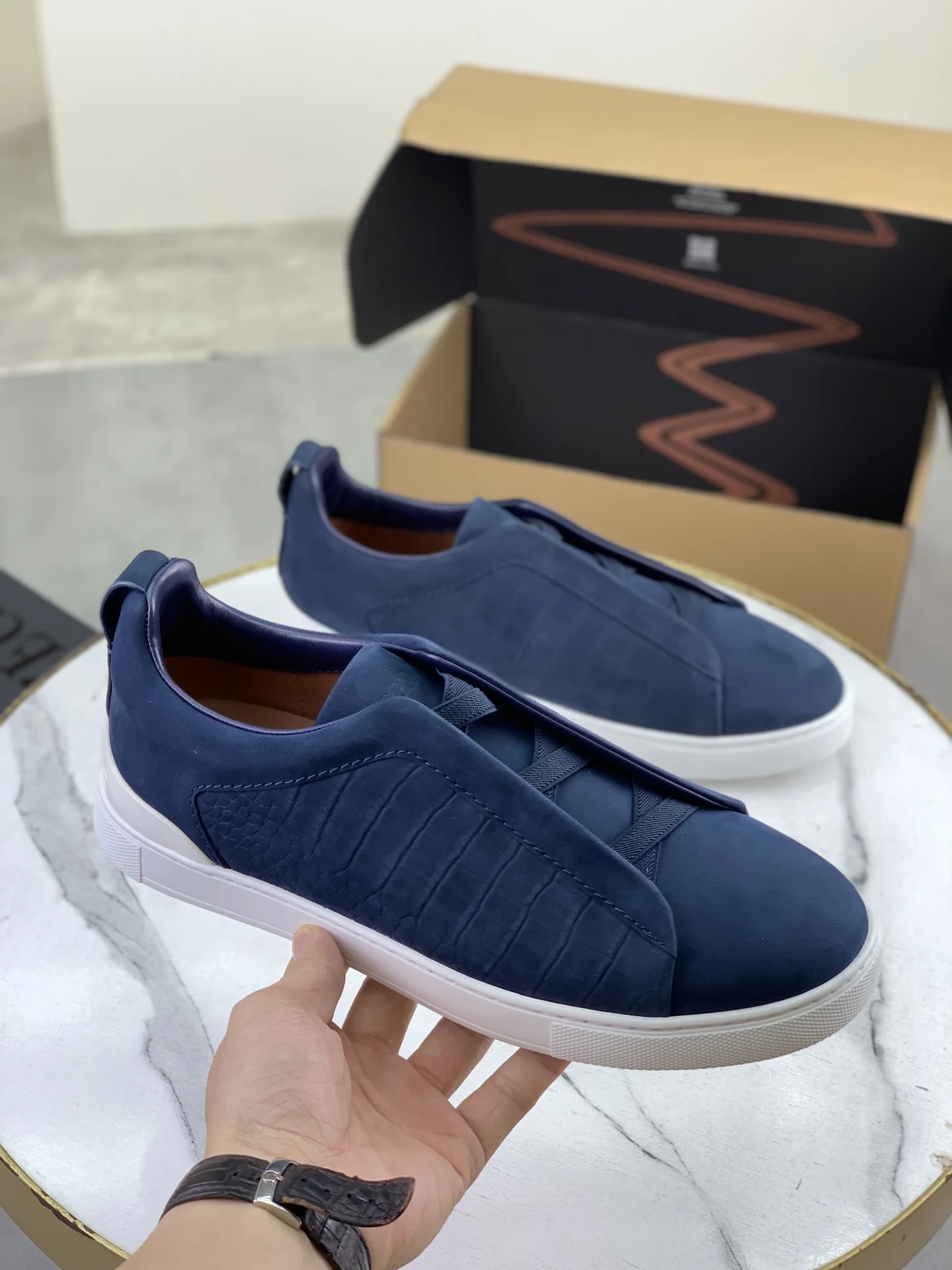 ZEGNA Sneakers Canvas Rubber Blue-White EU39-44 D60202609110945 - Image 4