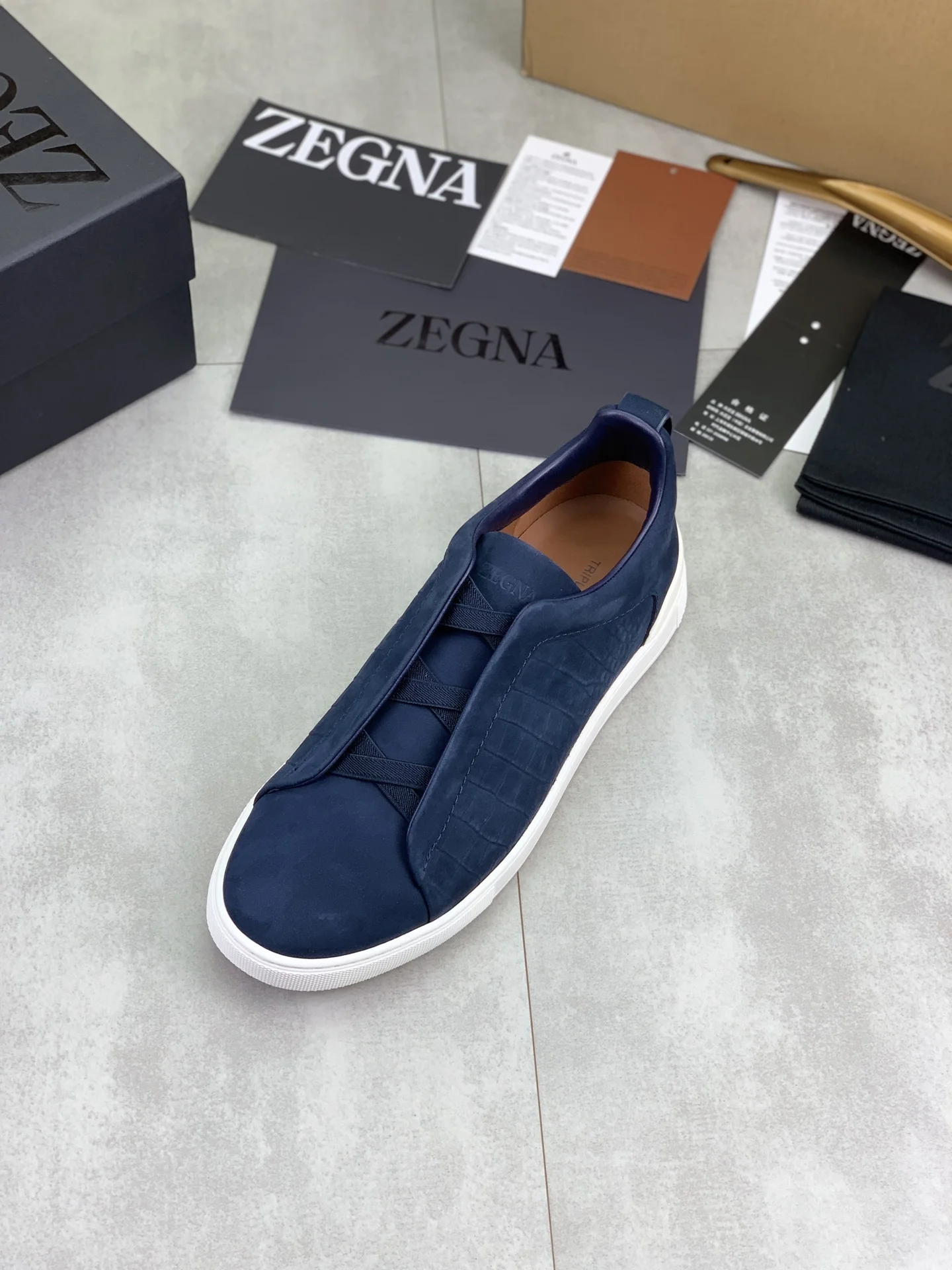 ZEGNA Sneakers Canvas Rubber Blue-White EU39-44 D60202609110945 - Image 5