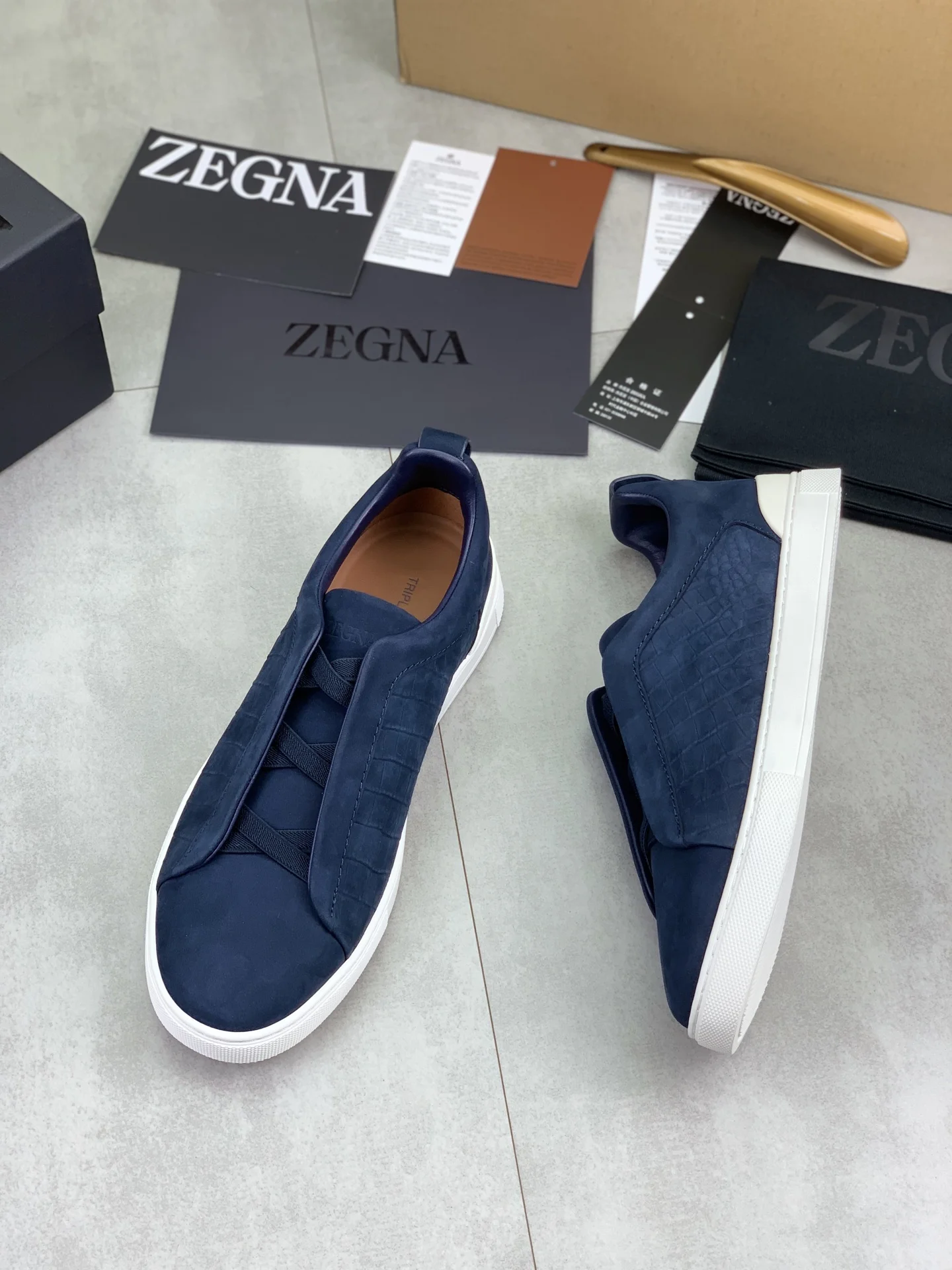 ZEGNA Sneakers Canvas Rubber Blue-White EU39-44 D60202609110945 - Image 6