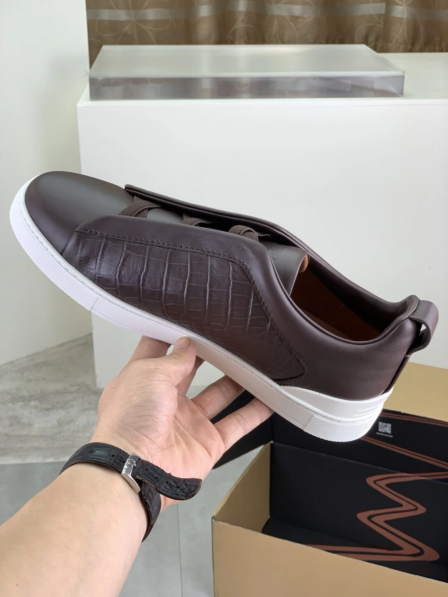 ZEGNA Sneakers Canvas Rubber Brown-White EU39-44 D60202609110938 - Image 6