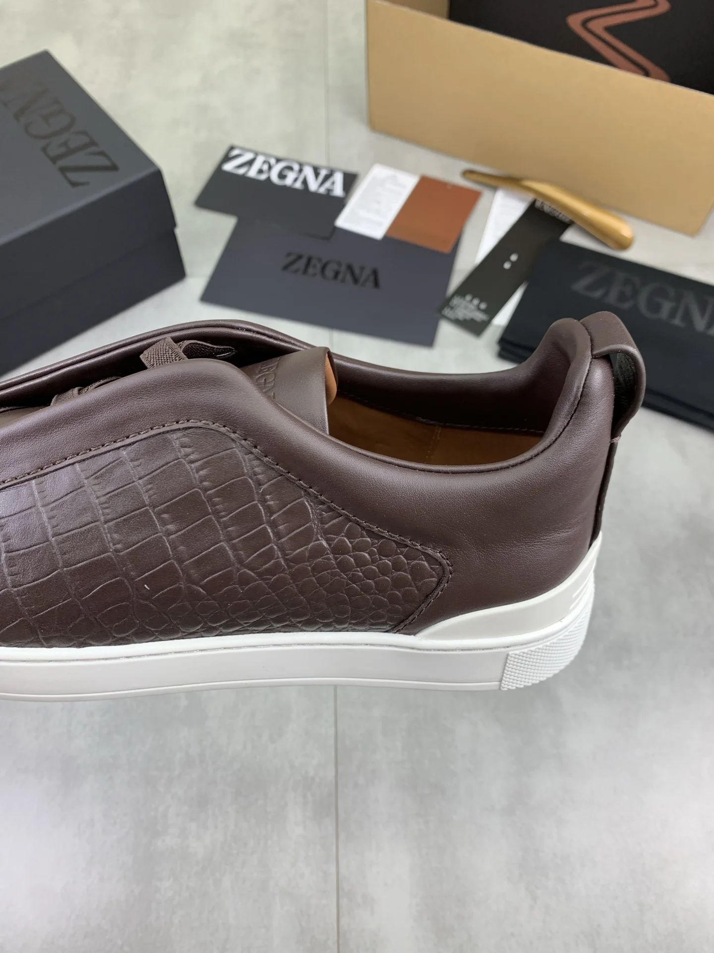 ZEGNA Sneakers Canvas Rubber Brown-White EU39-44 D60202609110938 - Image 7