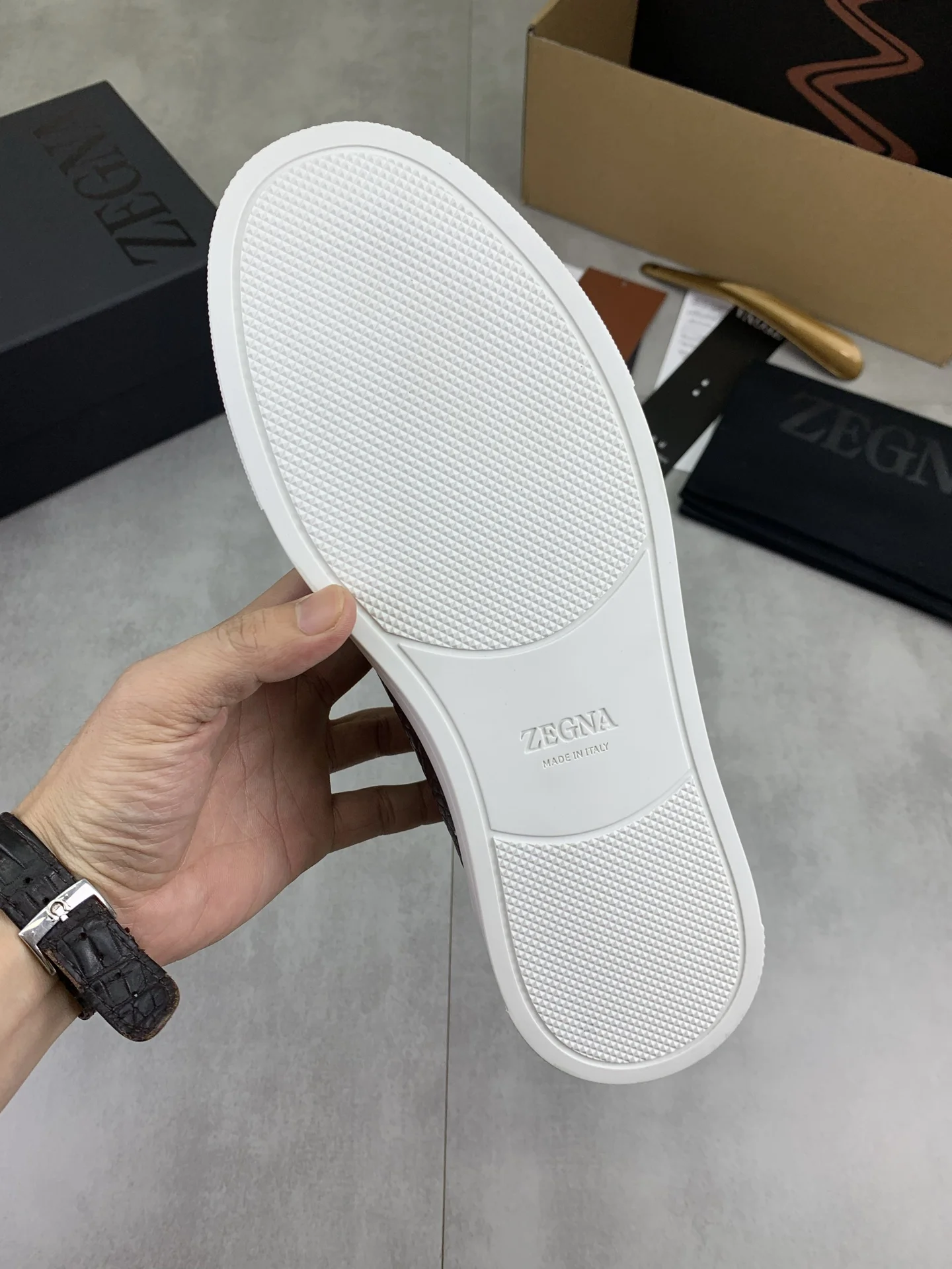 ZEGNA Sneakers Canvas Rubber Brown-White EU39-44 D60202609110938 - Image 8