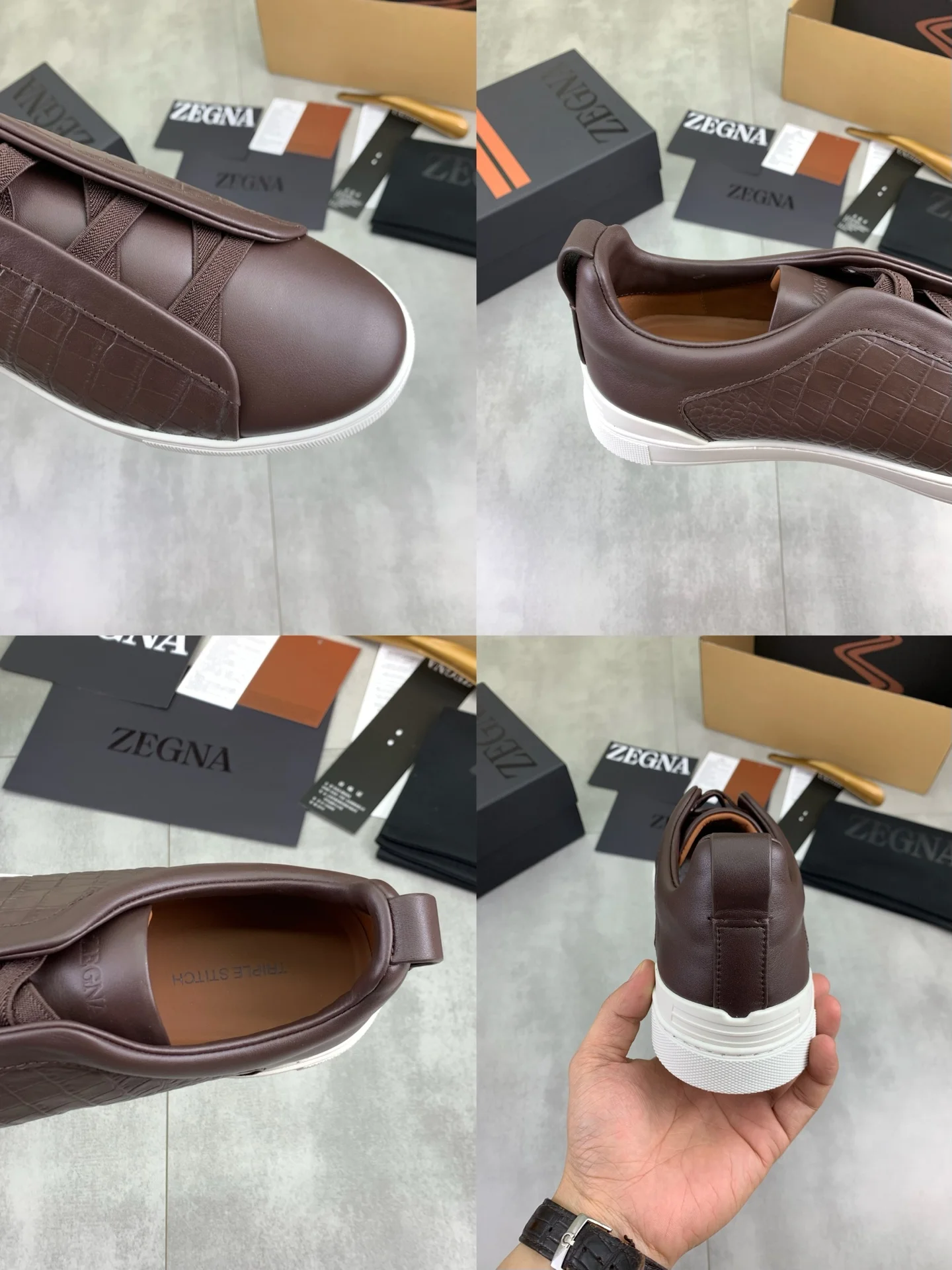 ZEGNA Sneakers Canvas Rubber Brown-White EU39-44 D60202609110938 - Image 9