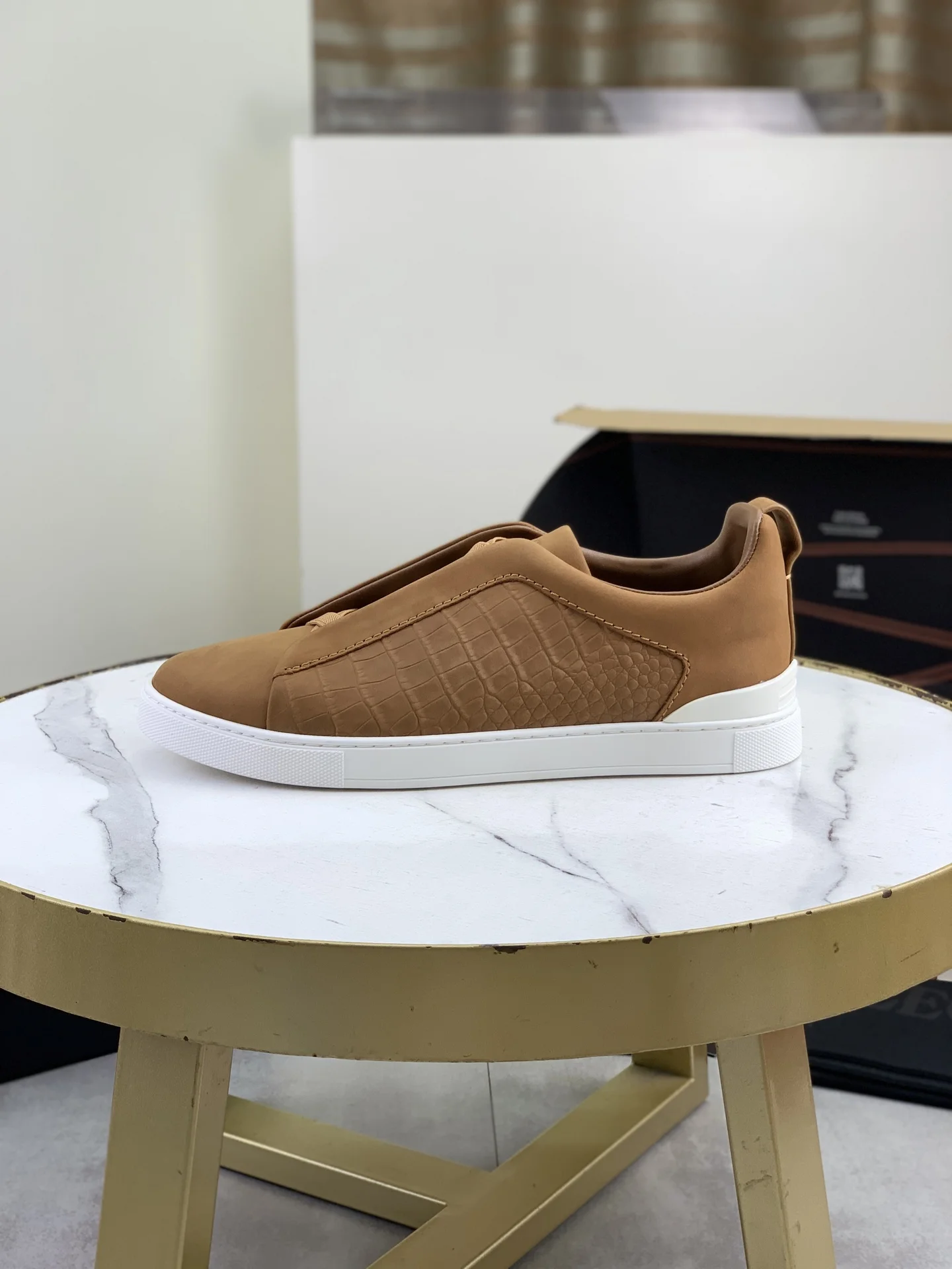 ZEGNA Sneakers Canvas Rubber Brown-White EU39-44 D60202609110943