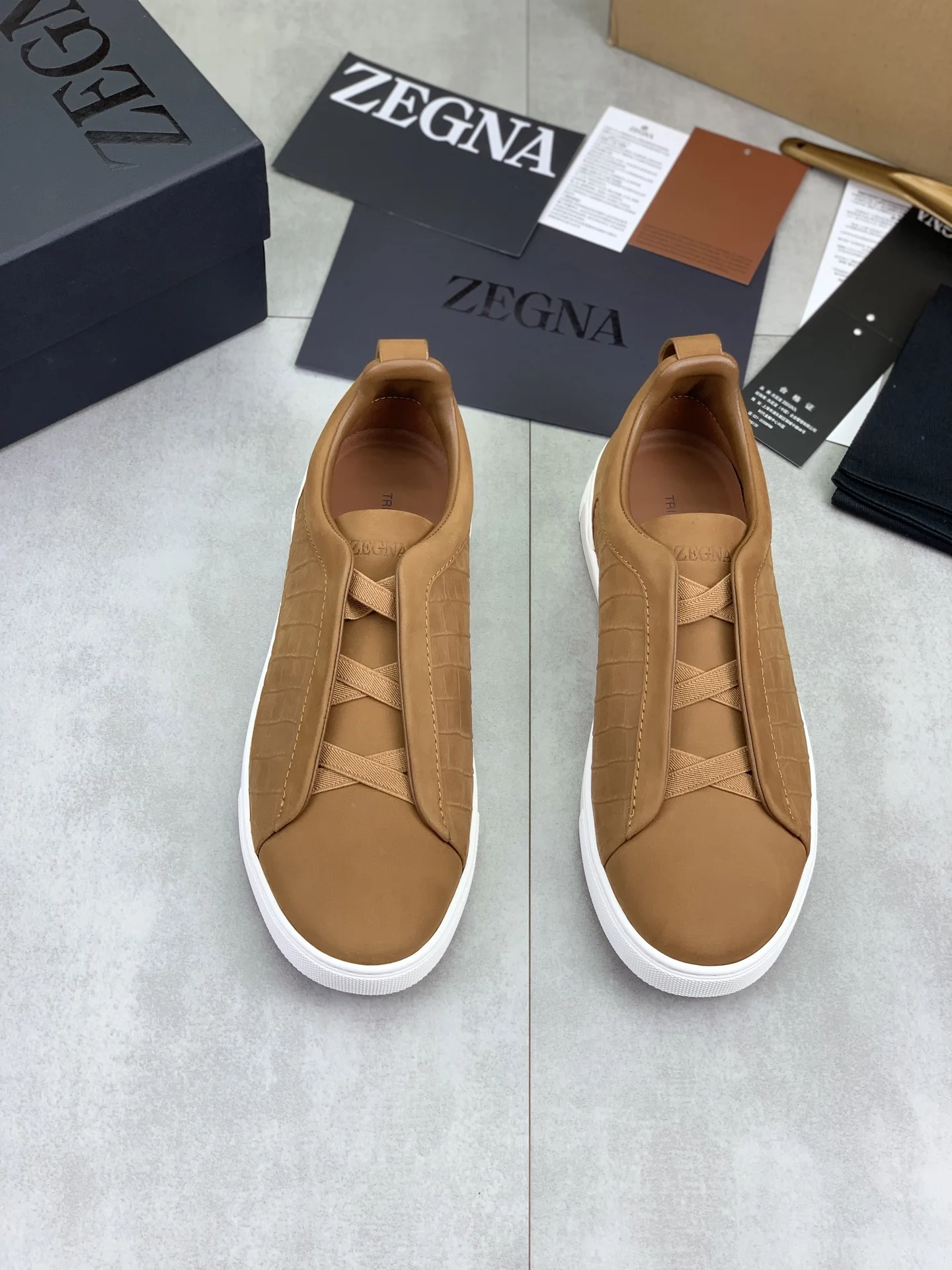 ZEGNA Sneakers Canvas Rubber Brown-White EU39-44 D60202609110943 - Image 2