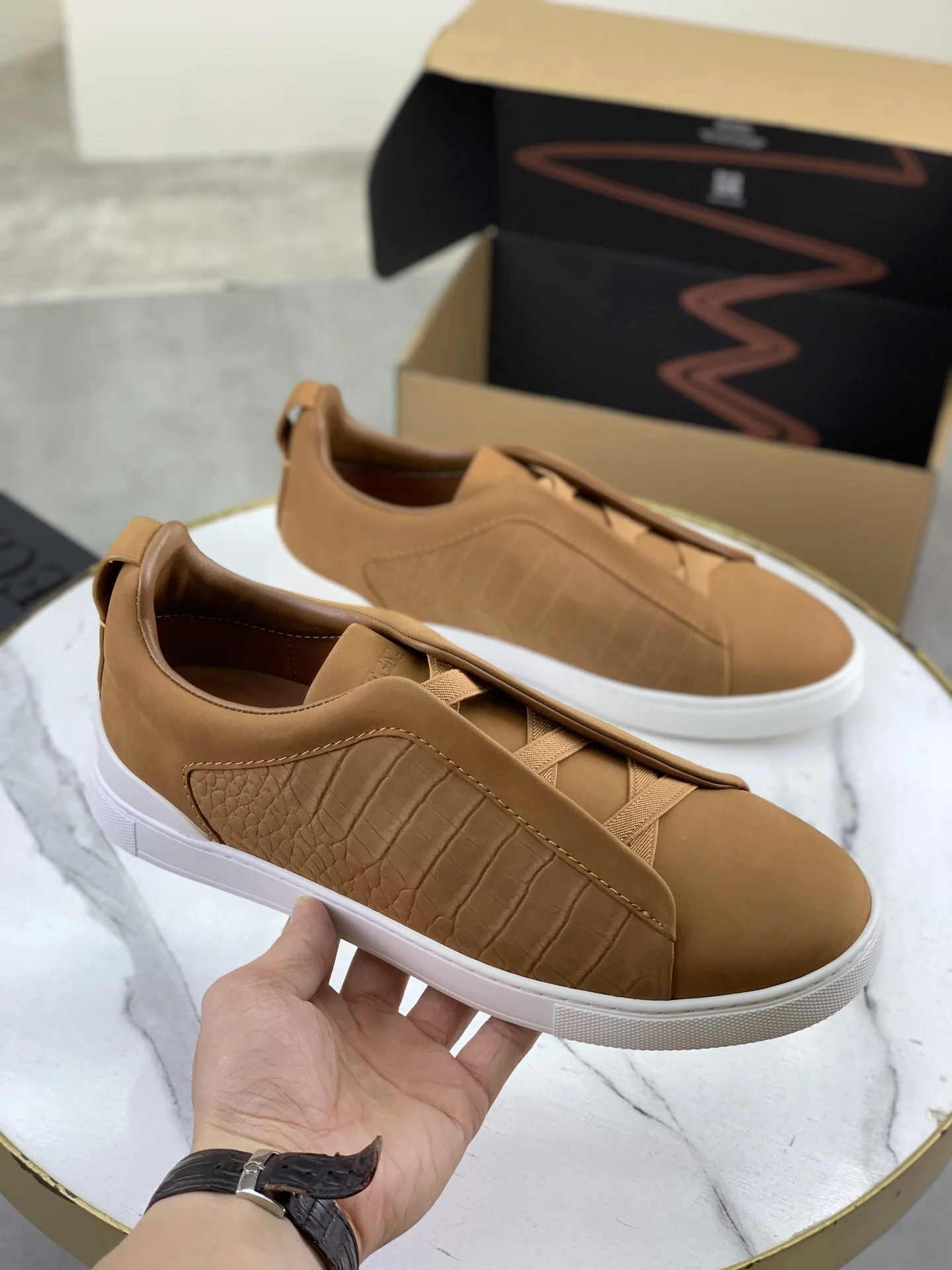 ZEGNA Sneakers Canvas Rubber Brown-White EU39-44 D60202609110943 - Image 3
