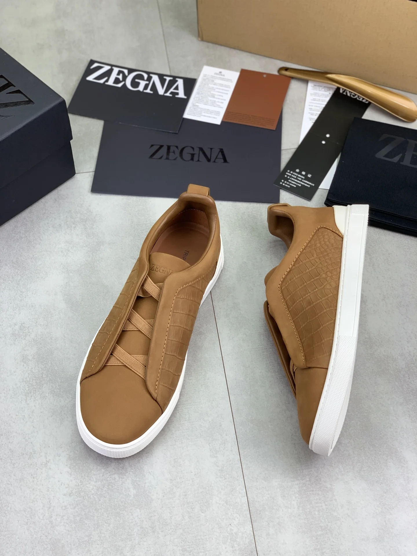 ZEGNA Sneakers Canvas Rubber Brown-White EU39-44 D60202609110943 - Image 5