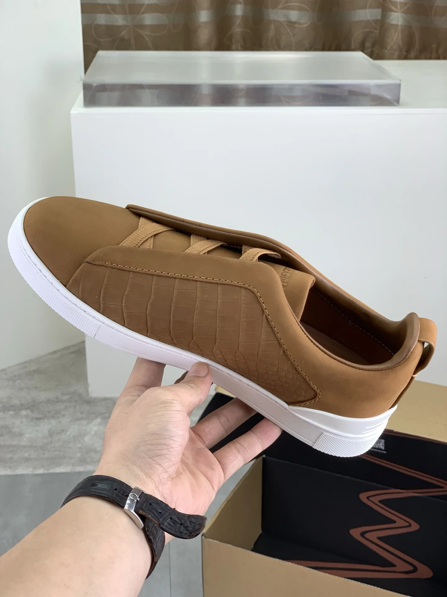 ZEGNA Sneakers Canvas Rubber Brown-White EU39-44 D60202609110943 - Image 6
