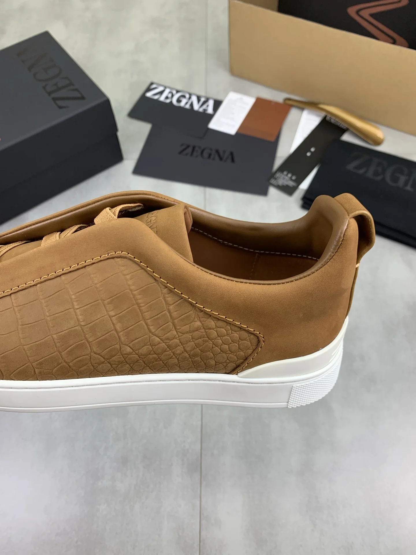 ZEGNA Sneakers Canvas Rubber Brown-White EU39-44 D60202609110943 - Image 7