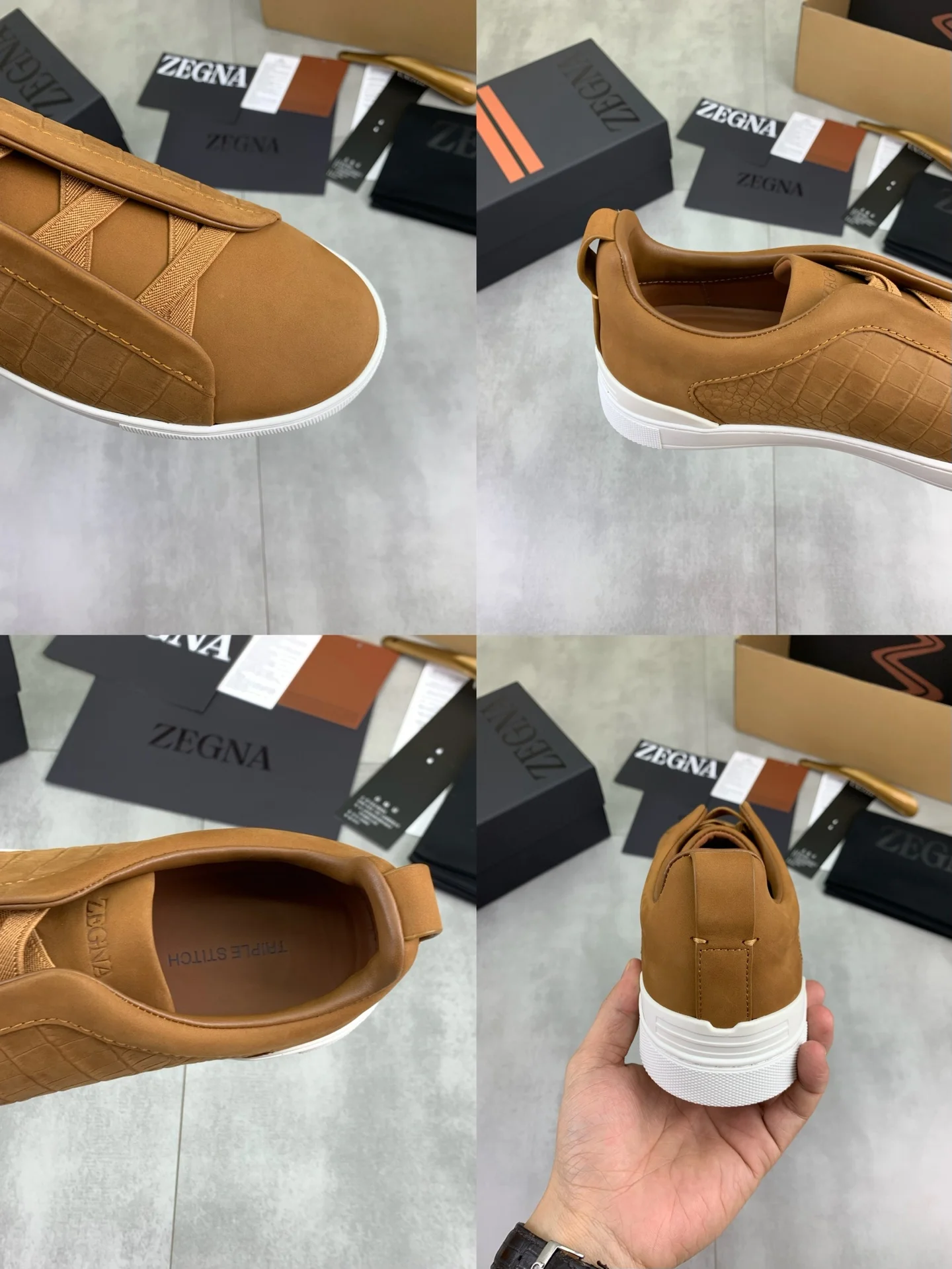 ZEGNA Sneakers Canvas Rubber Brown-White EU39-44 D60202609110943 - Image 9