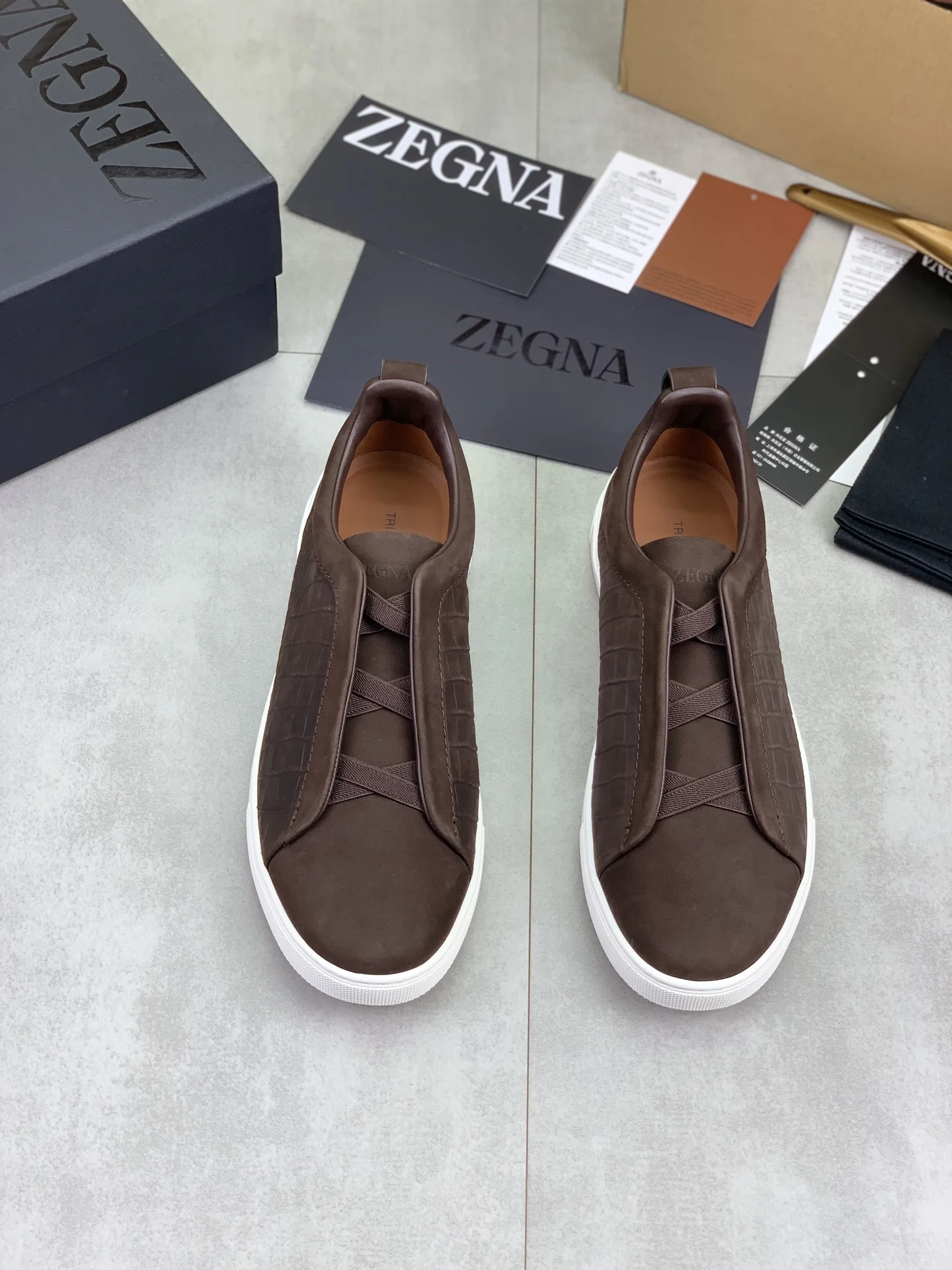 ZEGNA Sneakers Canvas Rubber Brown-White EU39-44 D60202609110944 - Image 2