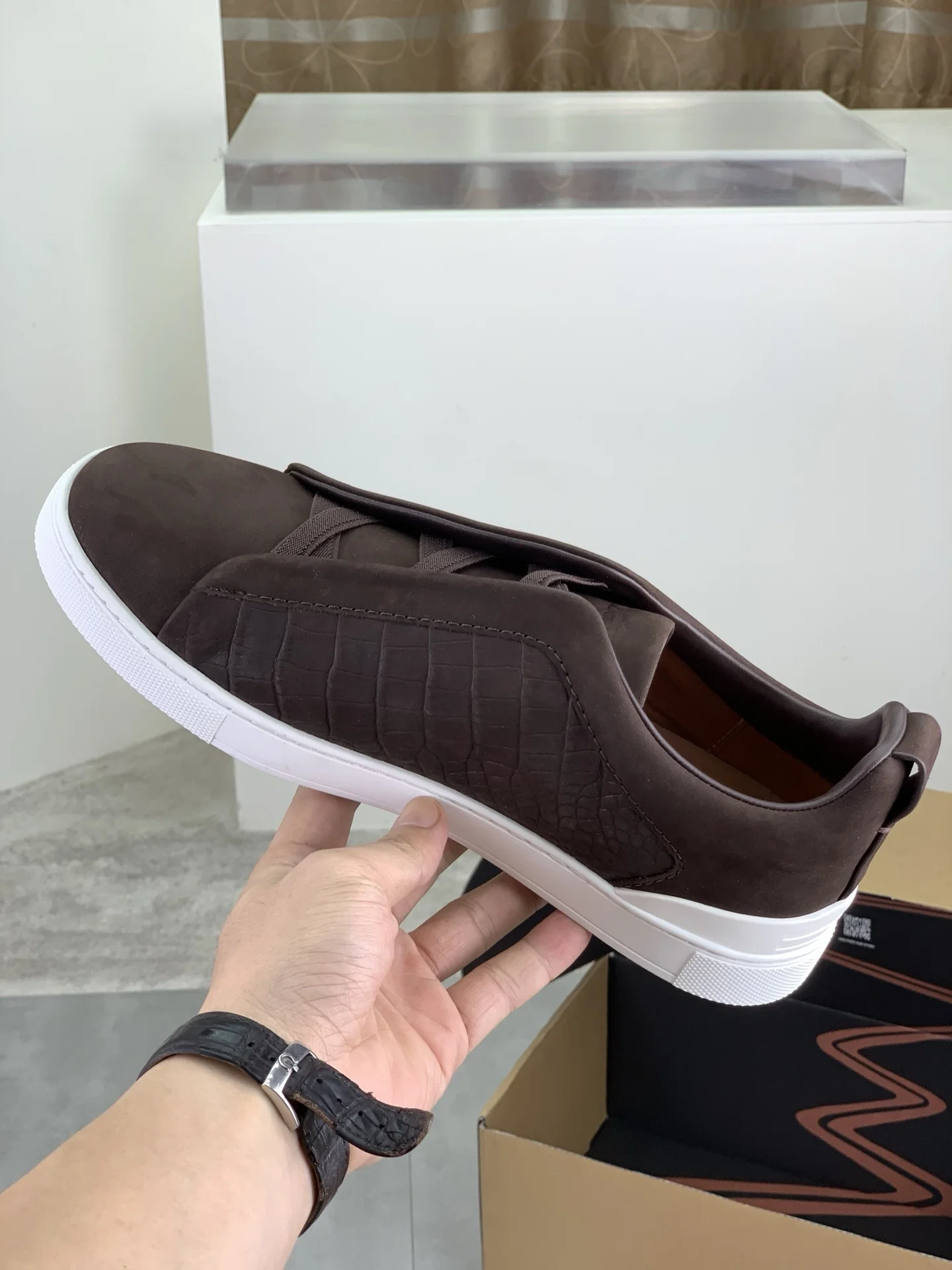 ZEGNA Sneakers Canvas Rubber Brown-White EU39-44 D60202609110944 - Image 6
