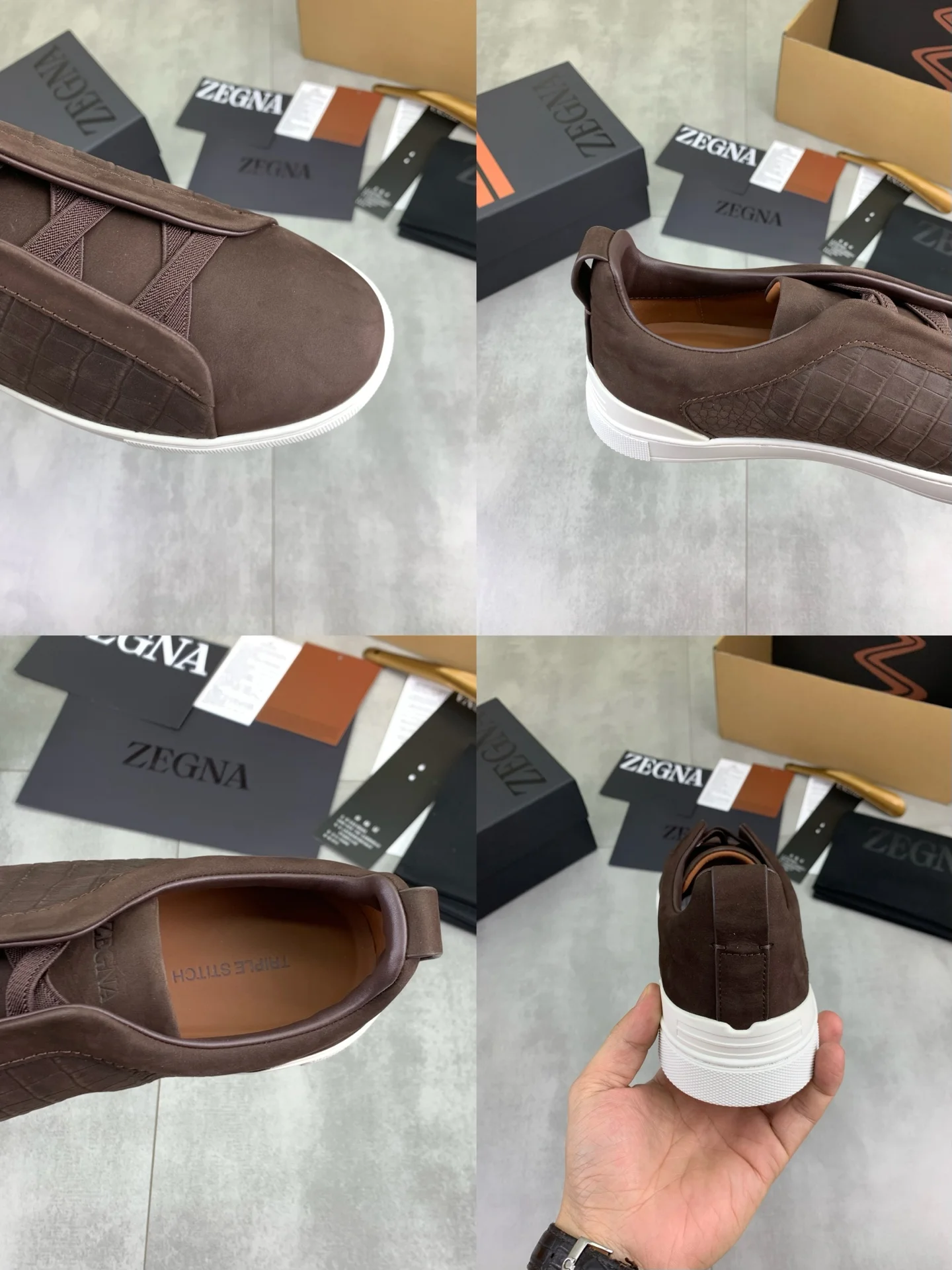 ZEGNA Sneakers Canvas Rubber Brown-White EU39-44 D60202609110944 - Image 9