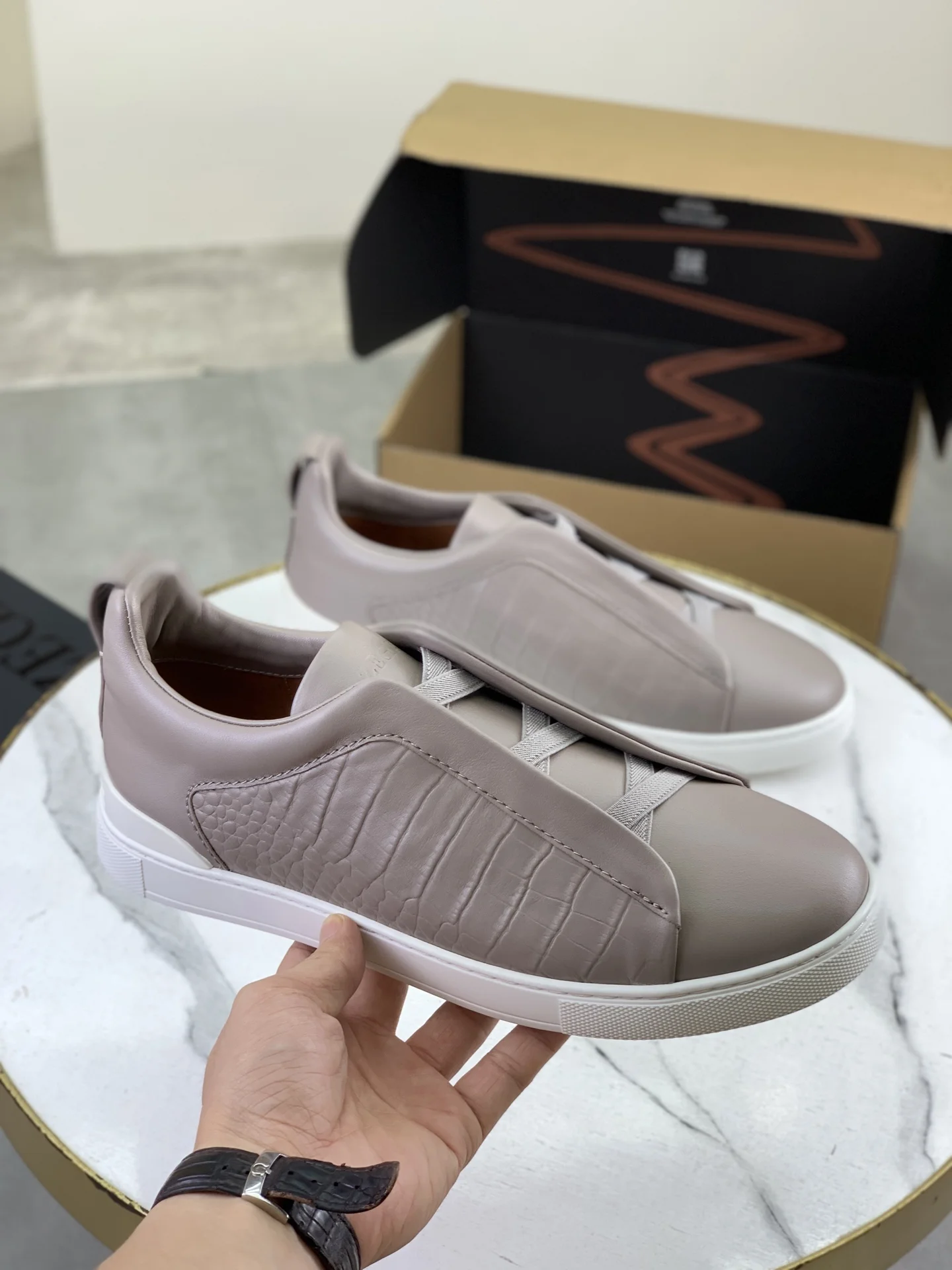 ZEGNA Sneakers Canvas Rubber Taupe-White EU39-44 D60202609110939 - Image 3