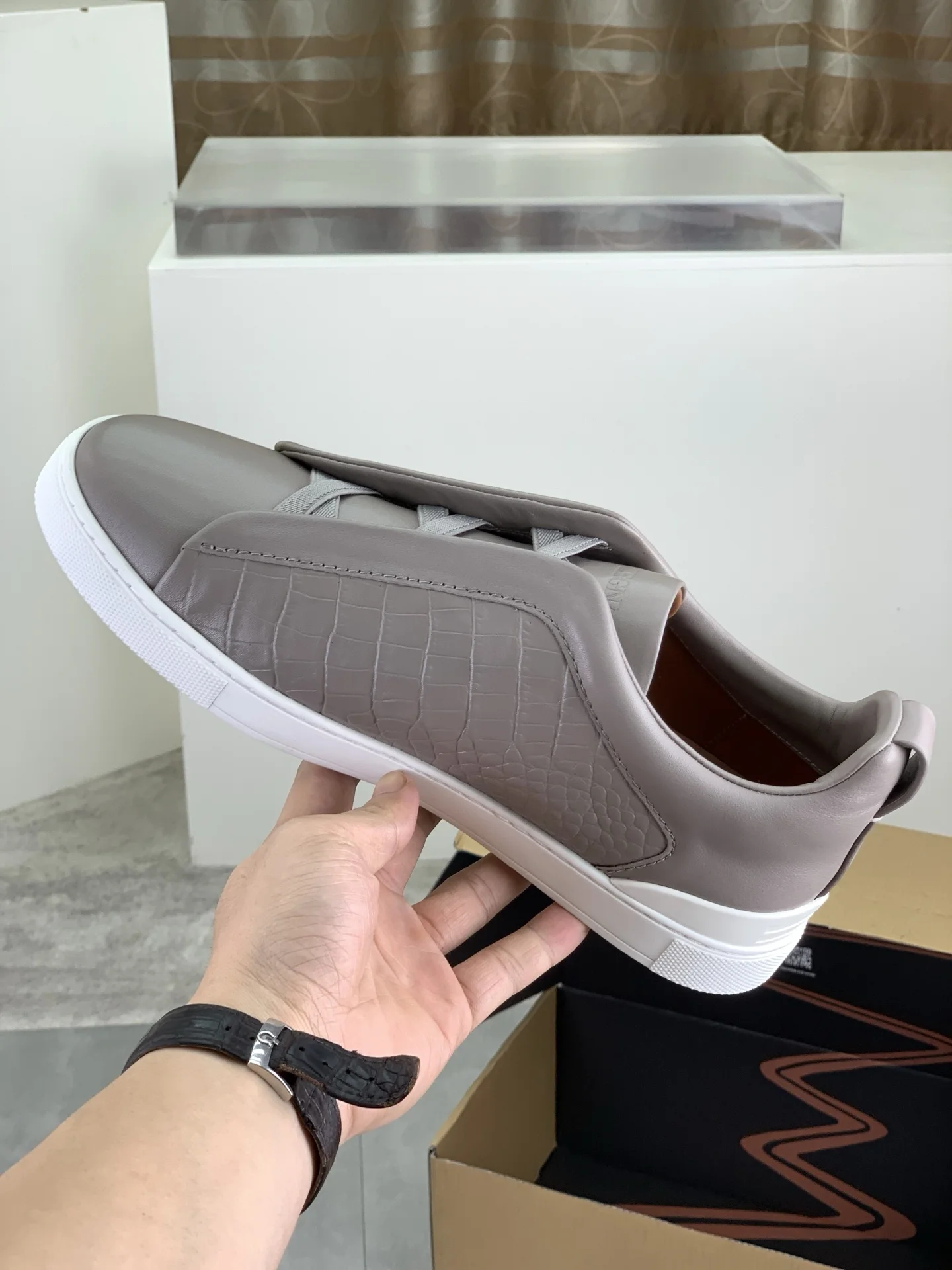 ZEGNA Sneakers Canvas Rubber Taupe-White EU39-44 D60202609110939 - Image 6