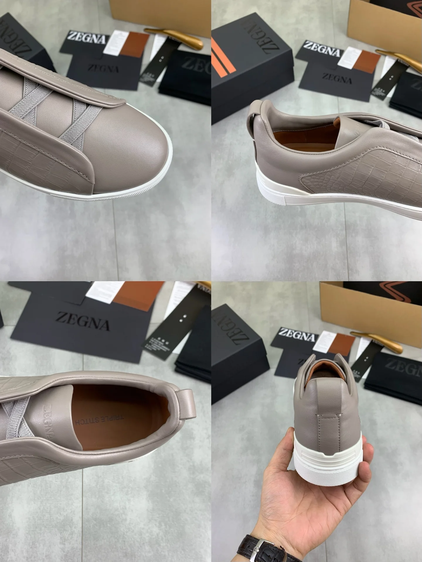 ZEGNA Sneakers Canvas Rubber Taupe-White EU39-44 D60202609110939 - Image 9