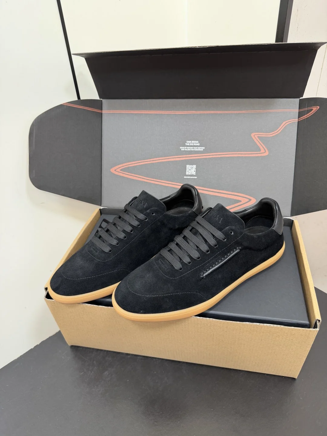 ZEGNA Sneakers Leather Black-Tan EU39-47 C20202609110773 - Image 3