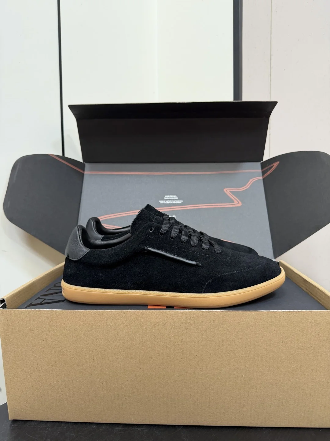 ZEGNA Sneakers Leather Black-Tan EU39-47 C20202609110773 - Image 4