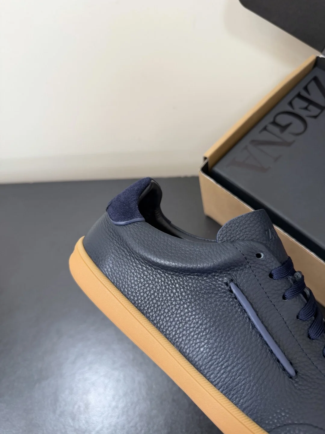 ZEGNA Sneakers Suede Calf Leather Blue-Brown EU39-47 C20202609110772 - Image 8