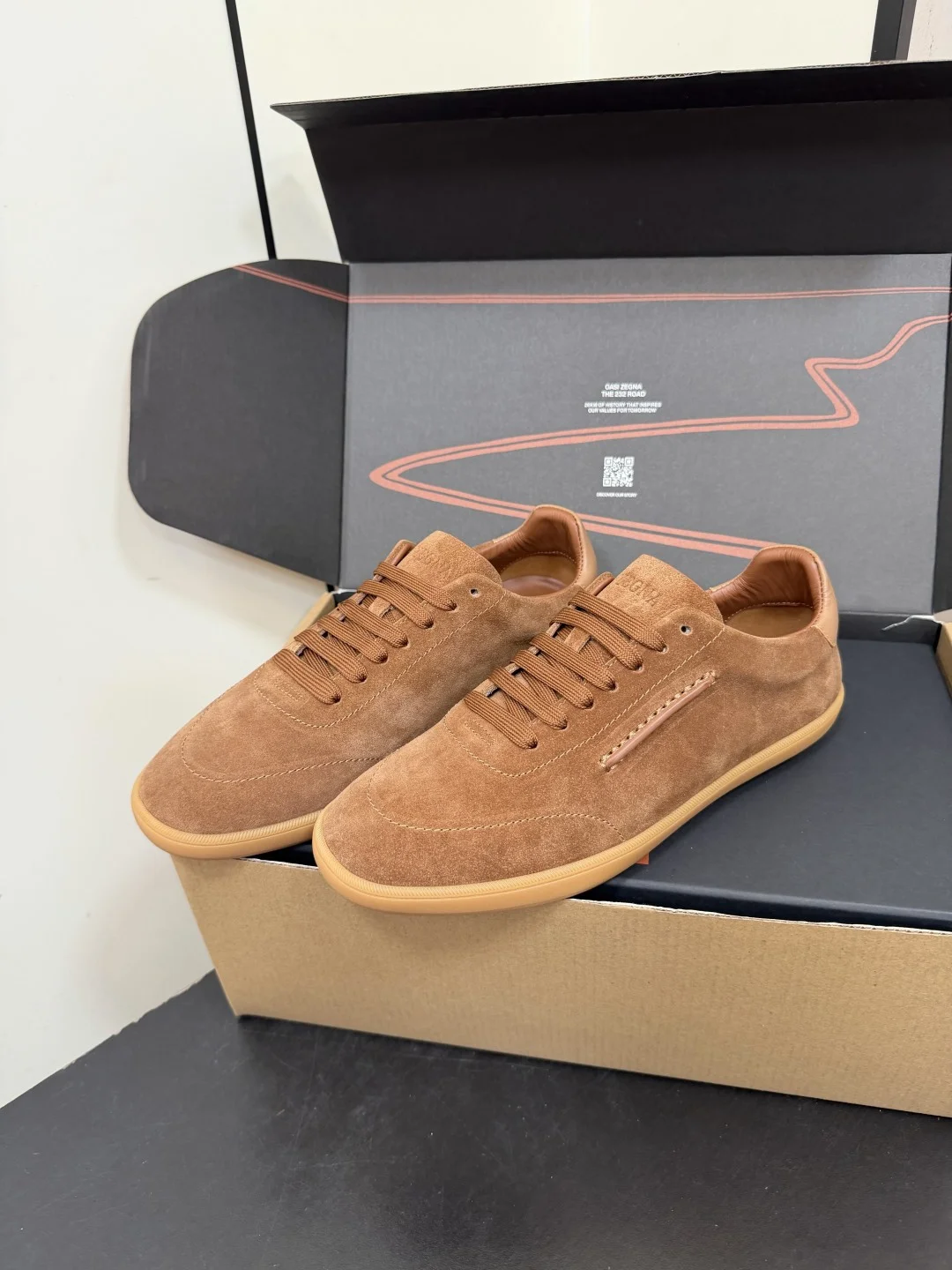 ZEGNA Sneakers Suede Calf Leather Brown EU39-47 C20202609110776 - Image 3