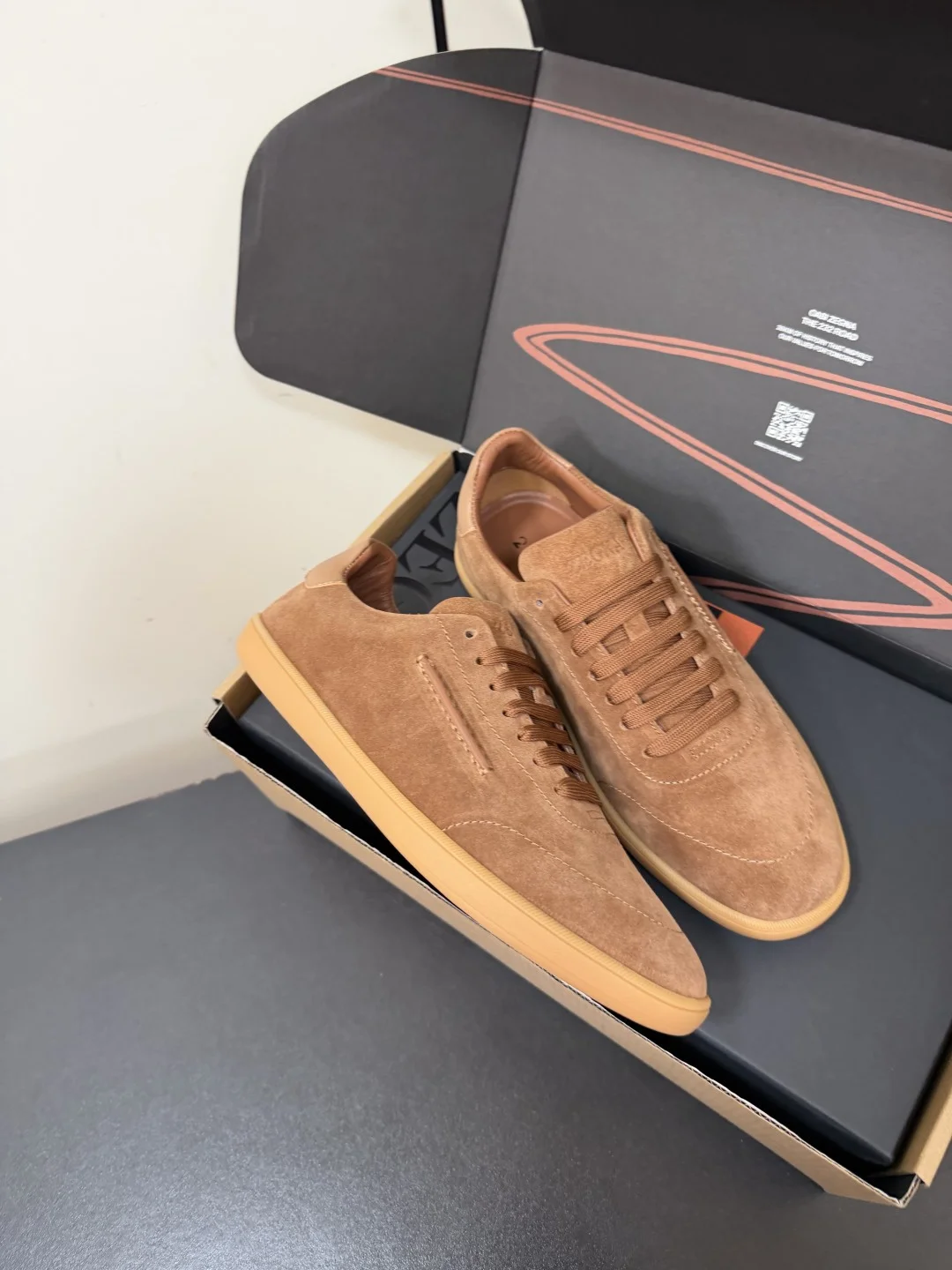 ZEGNA Sneakers Suede Calf Leather Brown EU39-47 C20202609110776 - Image 5