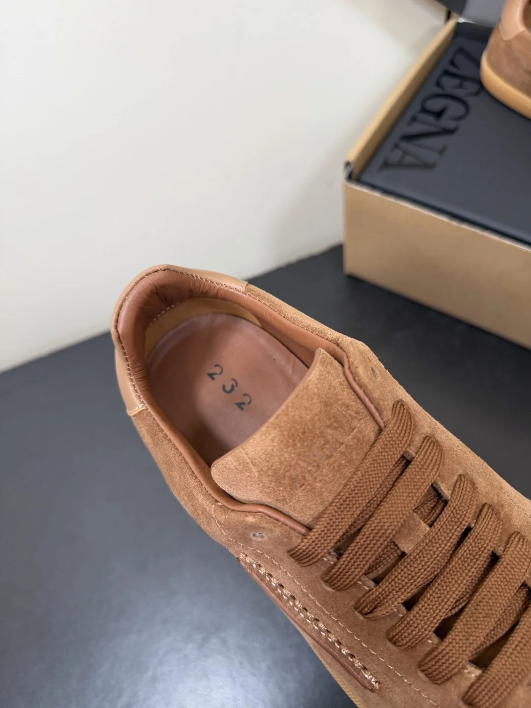 ZEGNA Sneakers Suede Calf Leather Brown EU39-47 C20202609110776 - Image 7