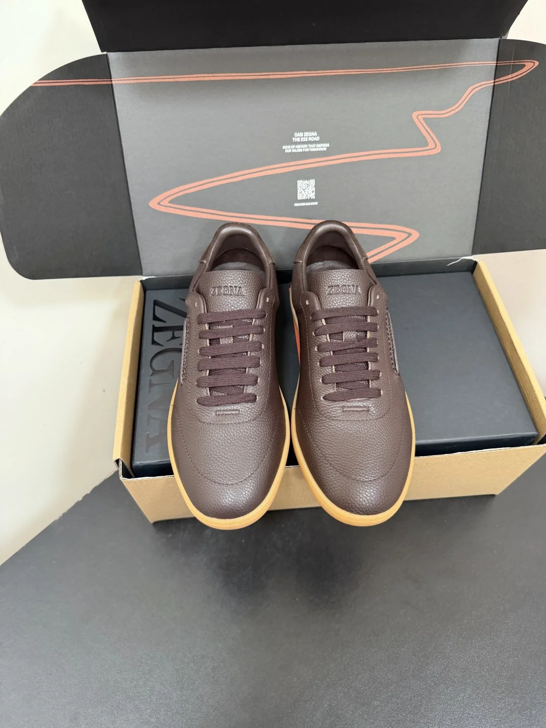 ZEGNA Sneakers Suede Calf Leather Brown-Tan EU39-47 C20202609110771