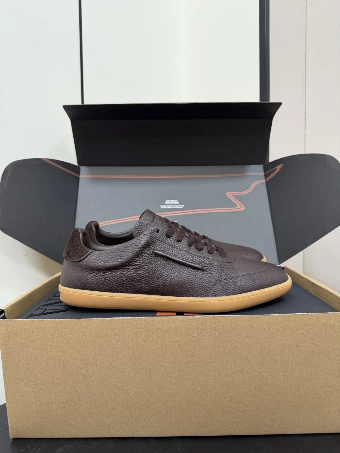 ZEGNA Sneakers Suede Calf Leather Brown-Tan EU39-47 C20202609110771 - Image 4