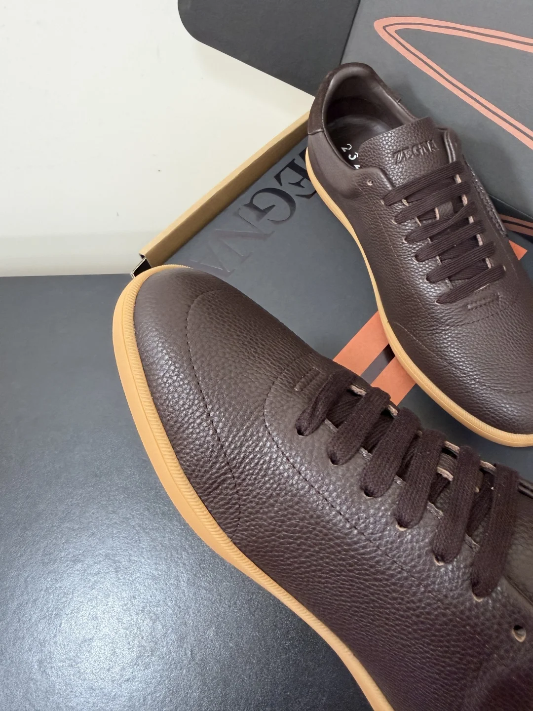 ZEGNA Sneakers Suede Calf Leather Brown-Tan EU39-47 C20202609110771 - Image 6