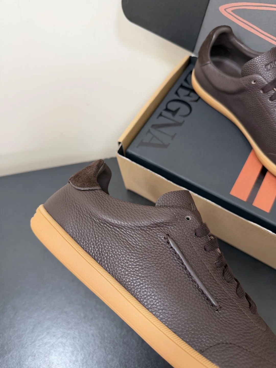 ZEGNA Sneakers Suede Calf Leather Brown-Tan EU39-47 C20202609110771 - Image 8