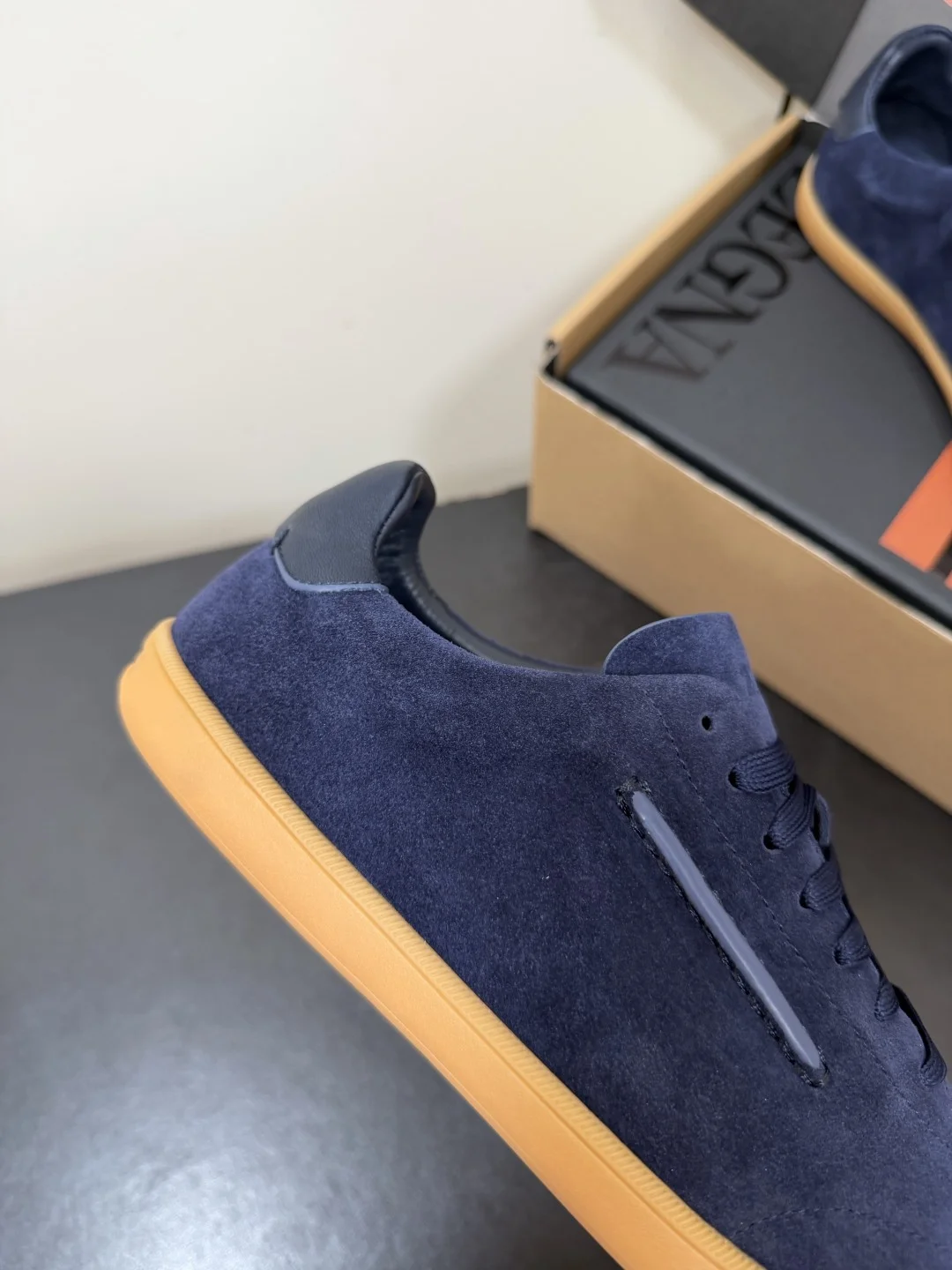 ZEGNA Sneakers Suede Calfskin Blue-Tan EU39-47 C20202609110778 - Image 8