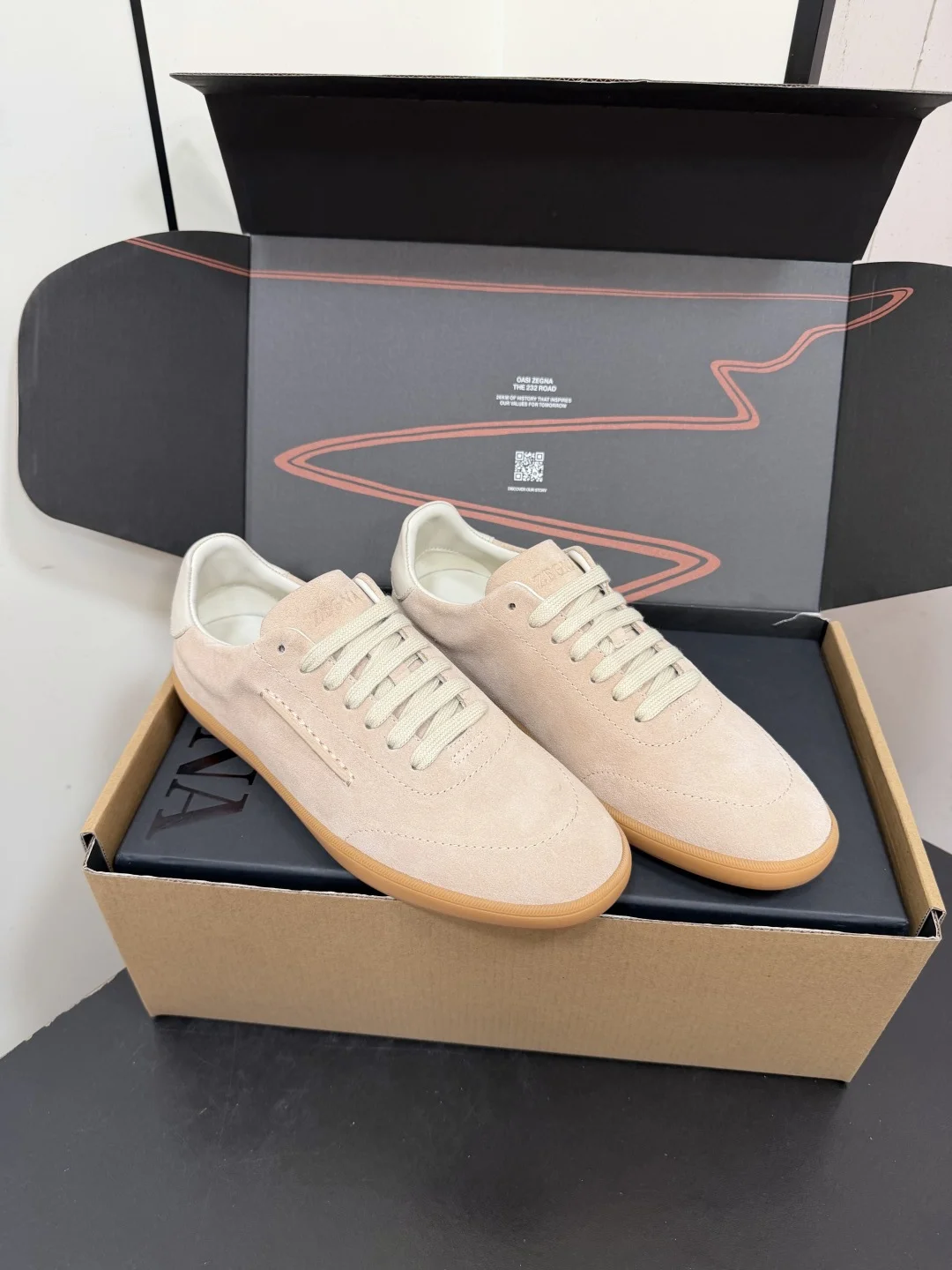 ZEGNA Sneakers Suede Leather Beige-Brown EU39-47 C20202609110775 - Image 2