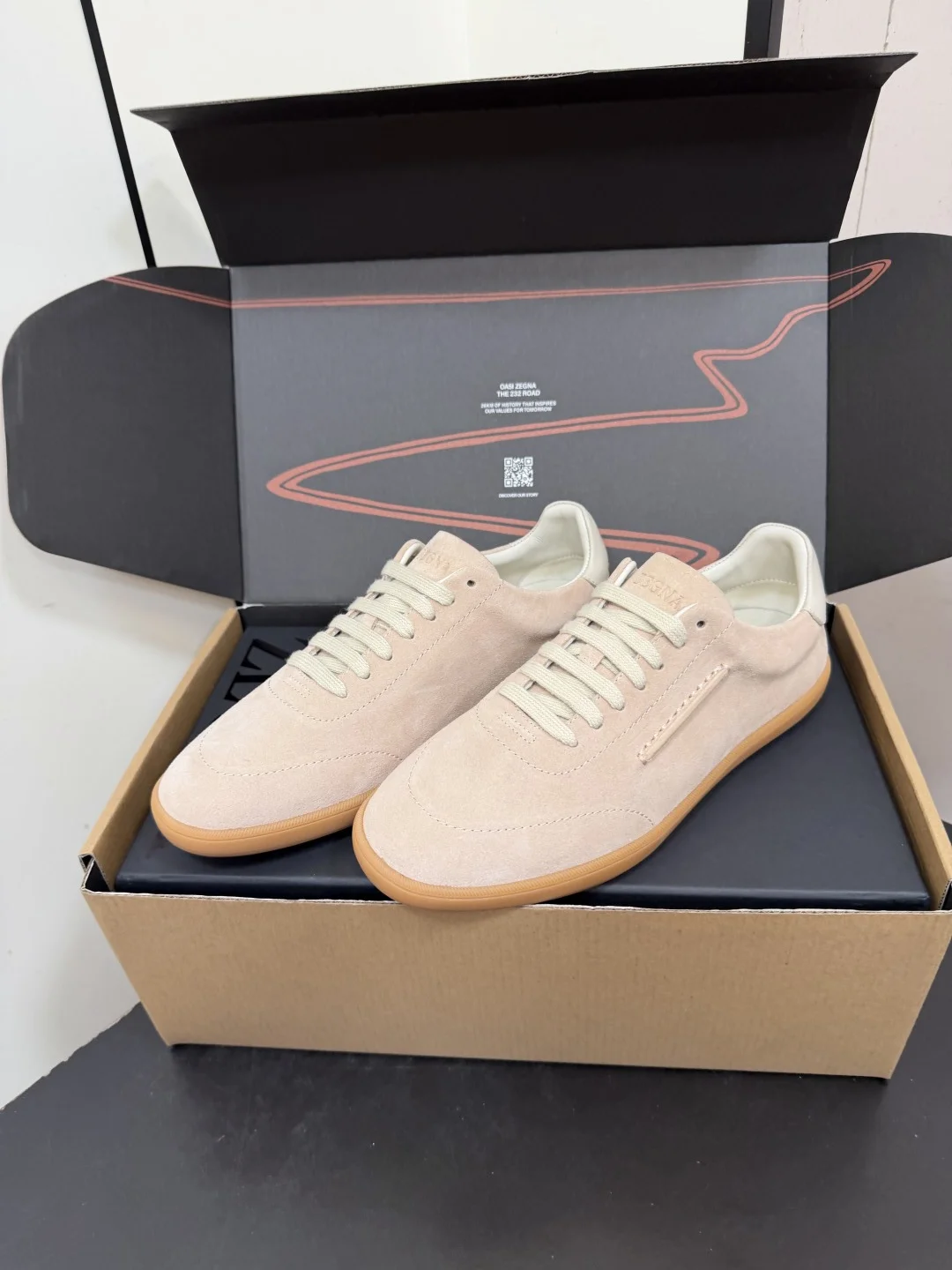 ZEGNA Sneakers Suede Leather Beige-Brown EU39-47 C20202609110775 - Image 3