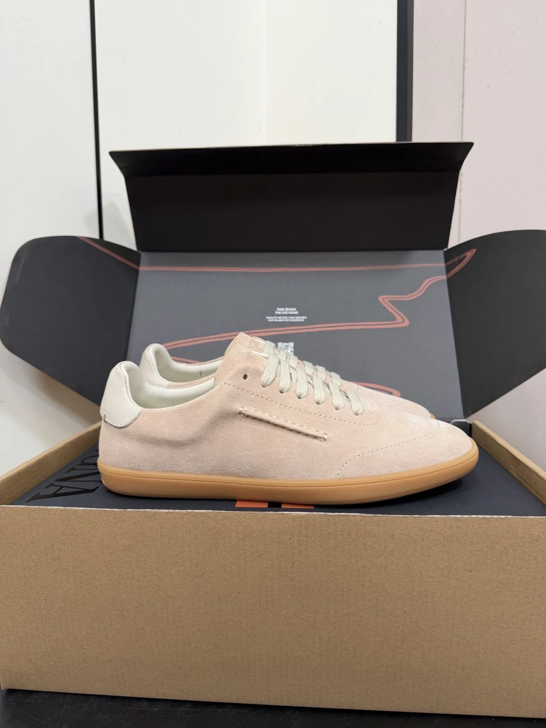 ZEGNA Sneakers Suede Leather Beige-Brown EU39-47 C20202609110775 - Image 4