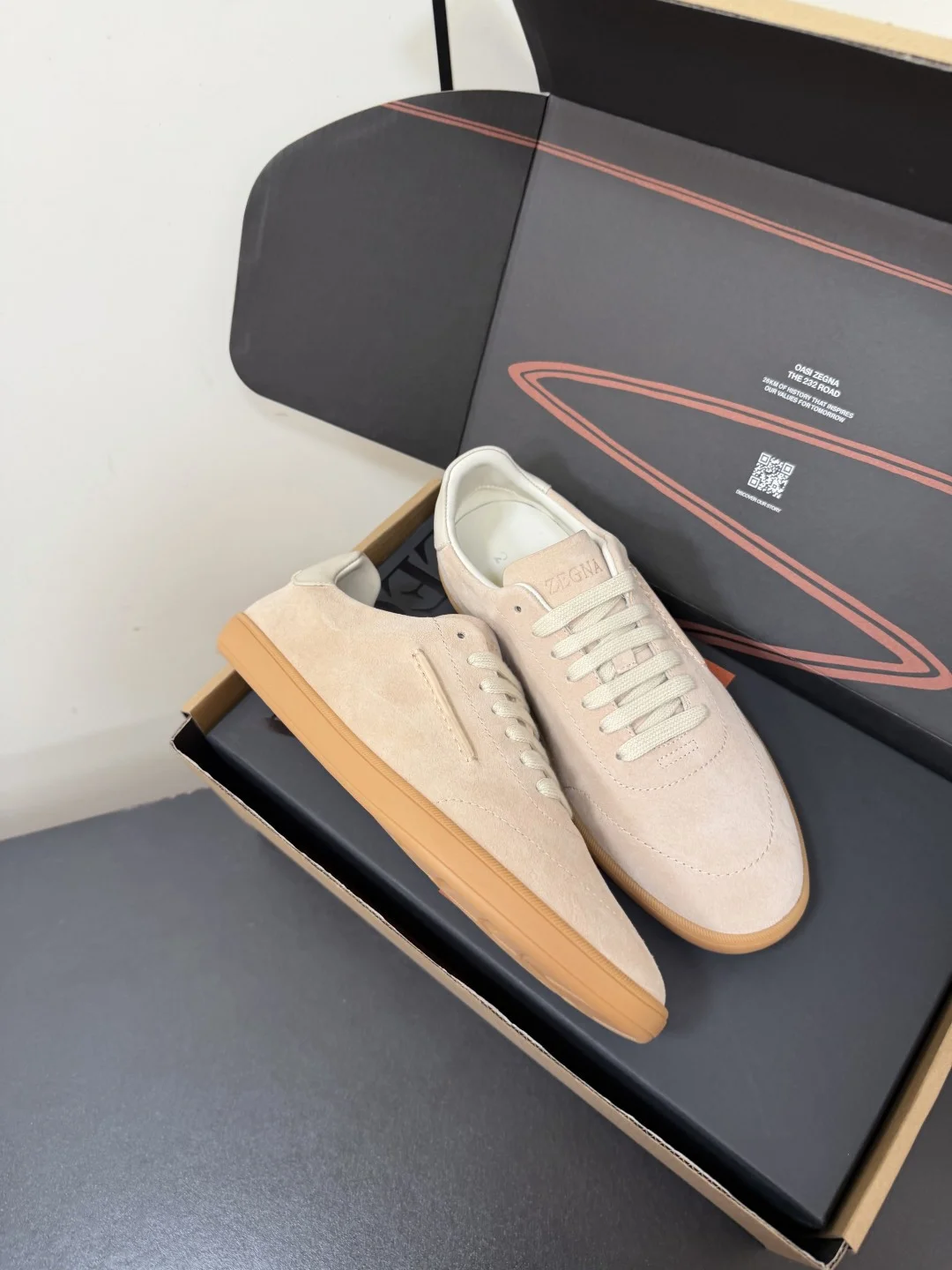 ZEGNA Sneakers Suede Leather Beige-Brown EU39-47 C20202609110775 - Image 5