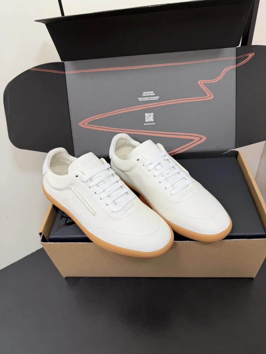 ZEGNA Sneakers Suede Leather Cream-Brown EU39-47 C20202609110770 - Image 2