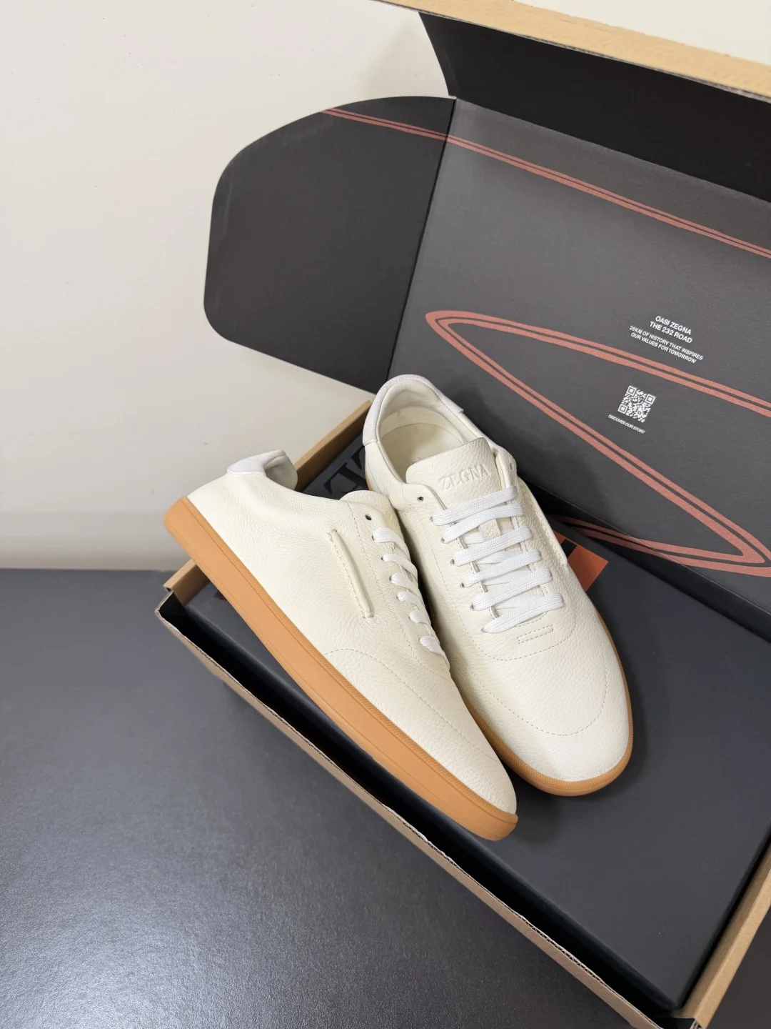 ZEGNA Sneakers Suede Leather Cream-Brown EU39-47 C20202609110770 - Image 5