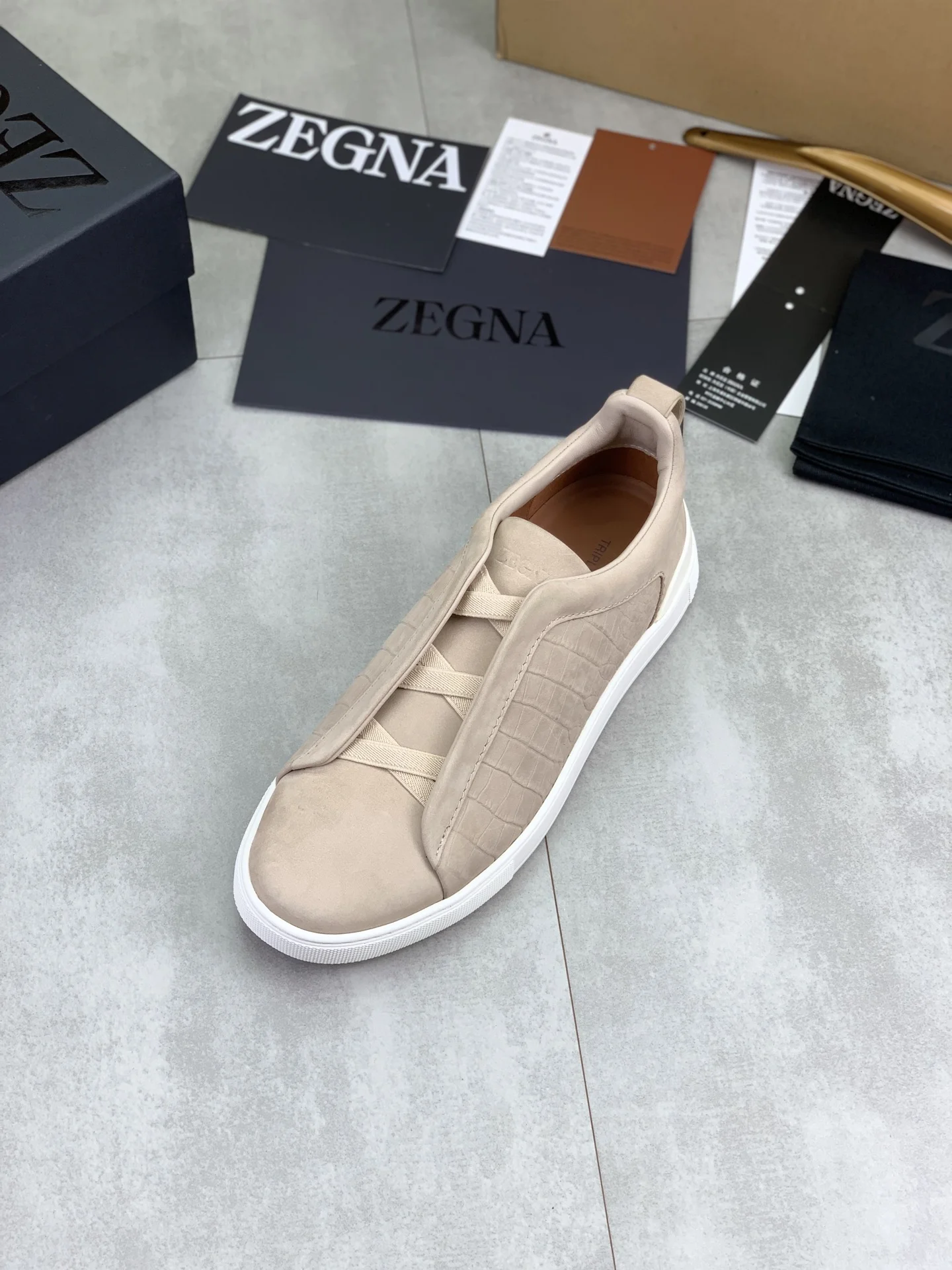 ZEGNA Sneakers Waterproof Canvas Beige-White EU39-44 D60202609110941 - Image 4