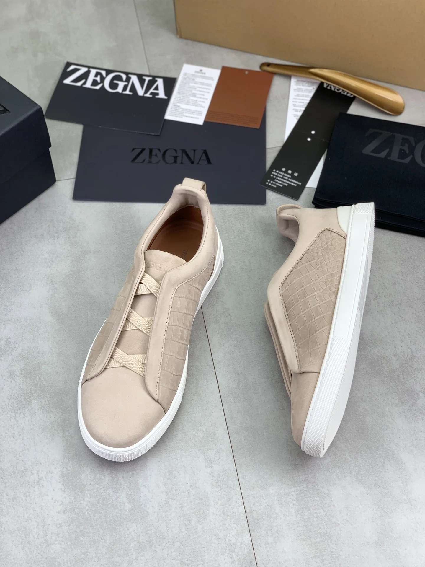 ZEGNA Sneakers Waterproof Canvas Beige-White EU39-44 D60202609110941 - Image 5