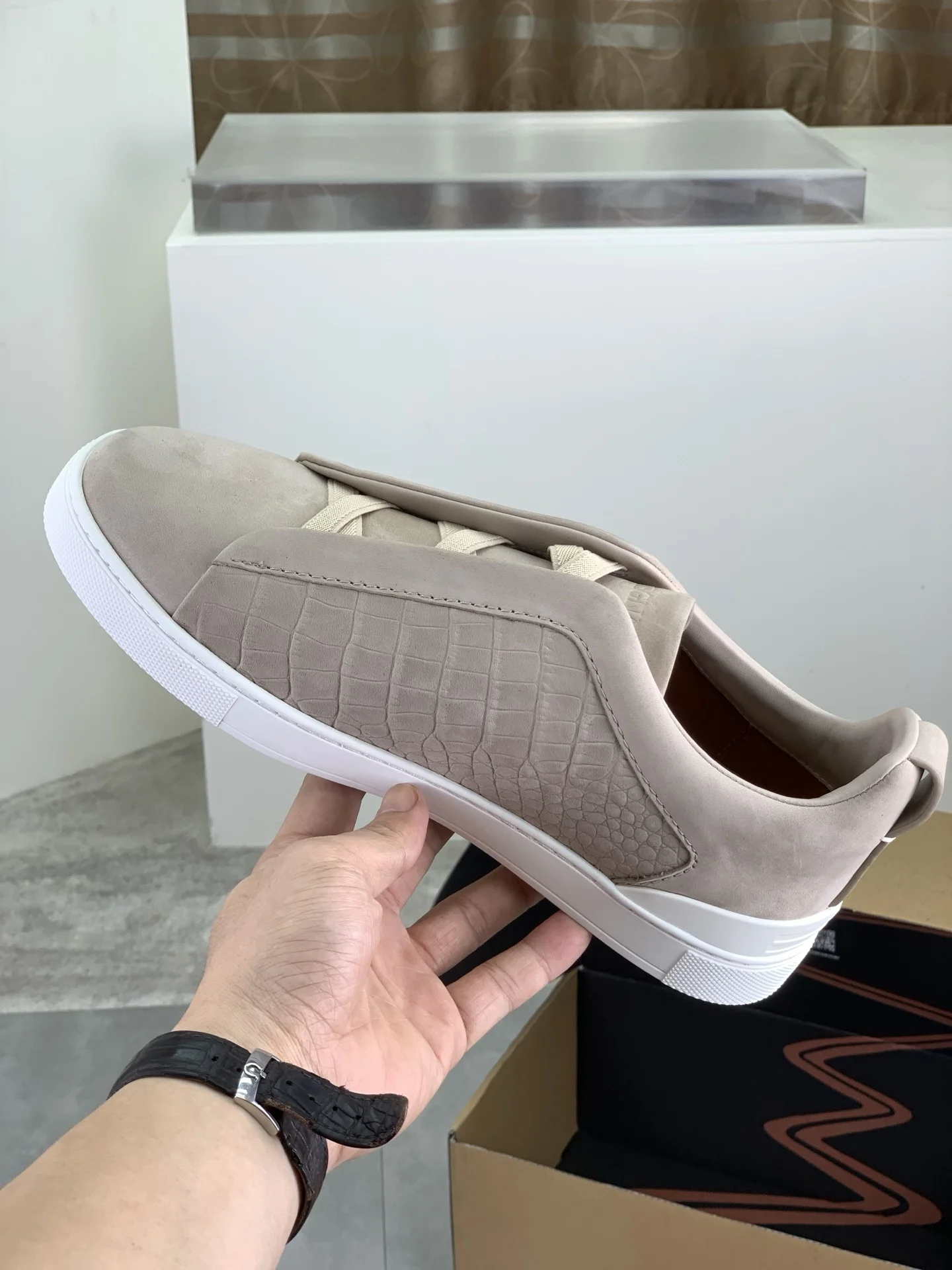 ZEGNA Sneakers Waterproof Canvas Beige-White EU39-44 D60202609110941 - Image 6