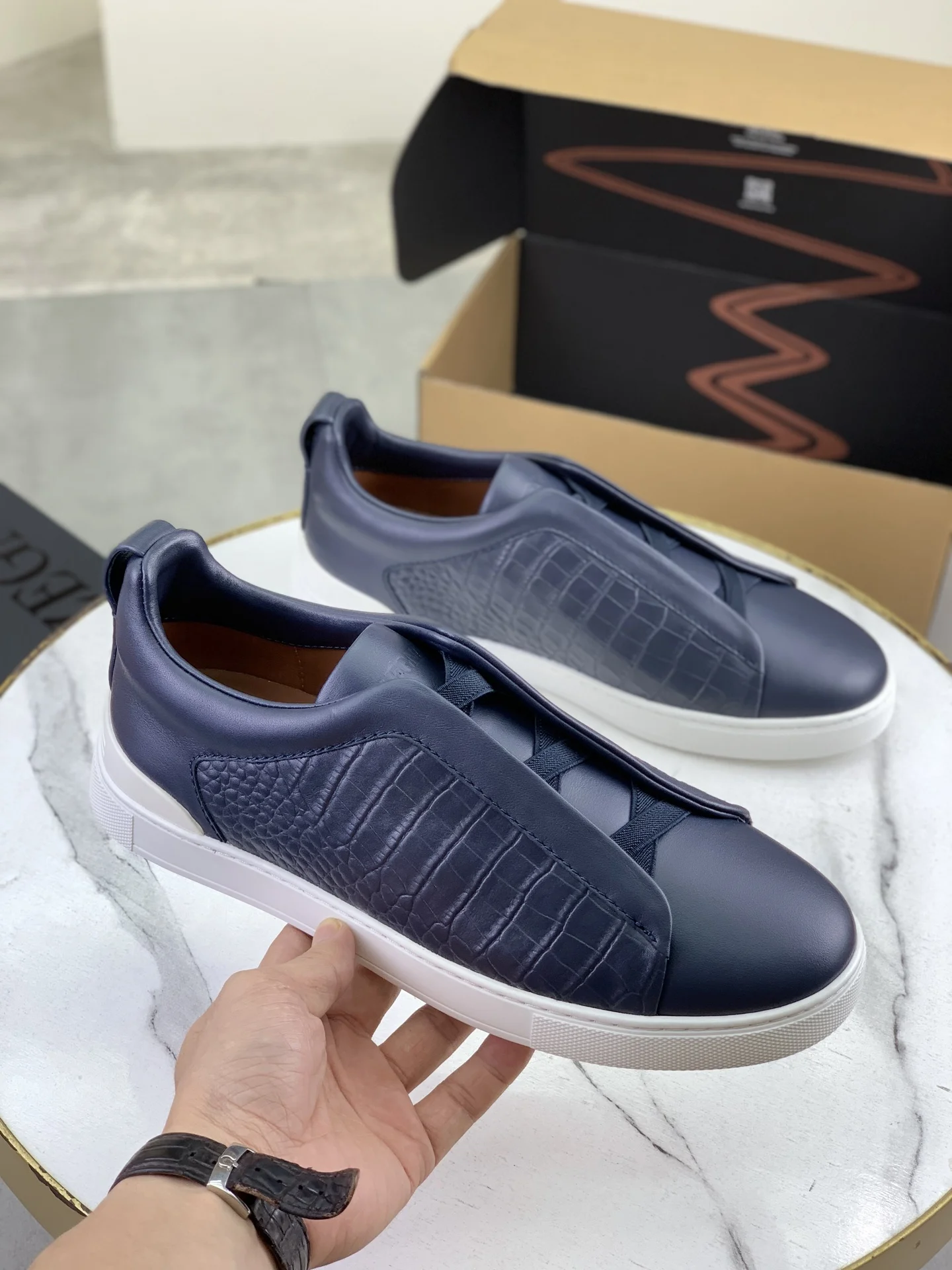 ZEGNA Sneakers Waterproof Canvas Blue-White EU39-44 D60202609110940 - Image 4