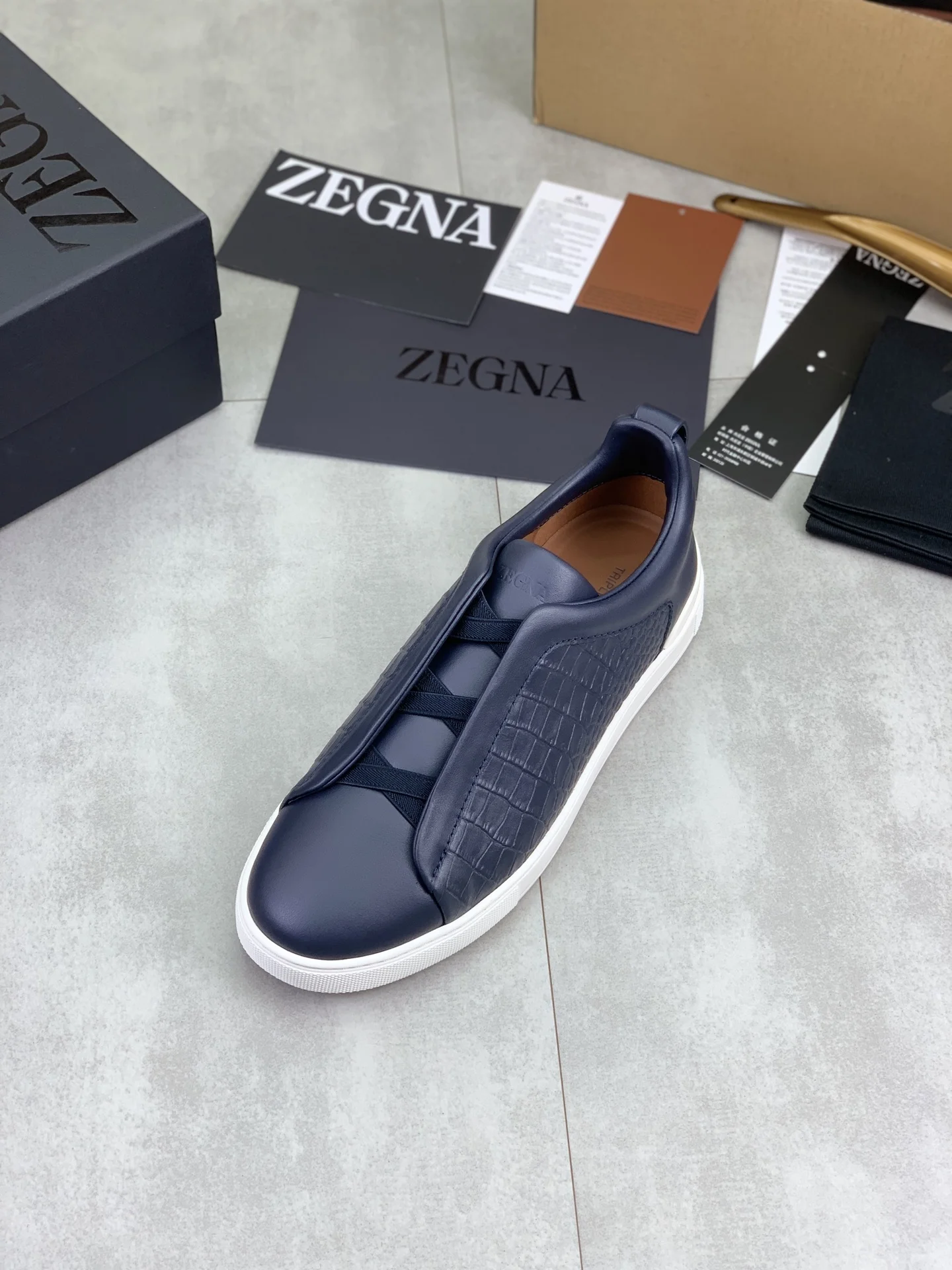 ZEGNA Sneakers Waterproof Canvas Blue-White EU39-44 D60202609110940 - Image 5