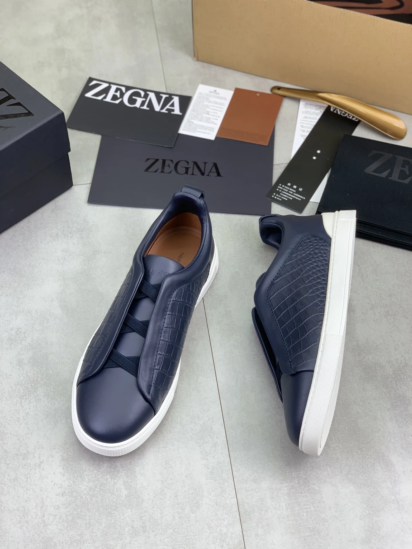ZEGNA Sneakers Waterproof Canvas Blue-White EU39-44 D60202609110940 - Image 6
